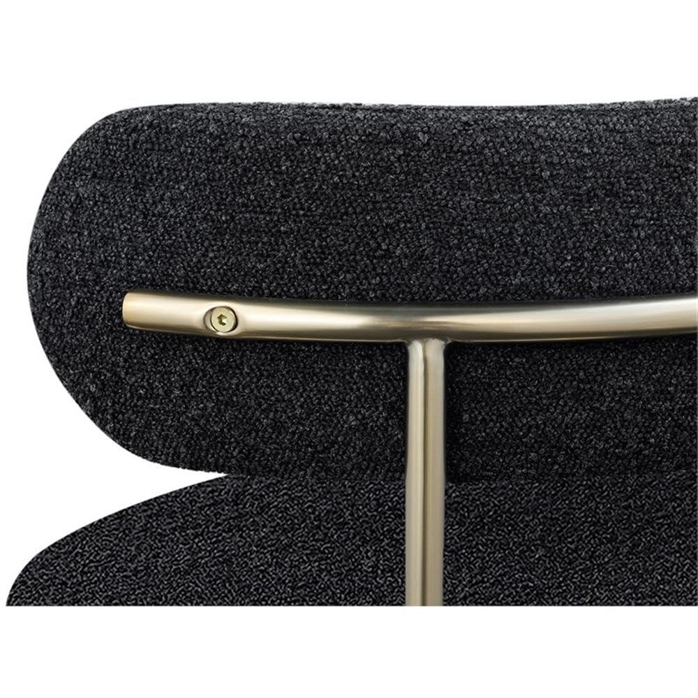 Meridian Furniture 887Black-C Beacon Collection Modern | Contemporary Upholstered Dining Chair, Rich Black Boucle Fabric, Brushed Brass Finish Iron Frame, 22" W x 21" D x 30" H, Black, Set of 2