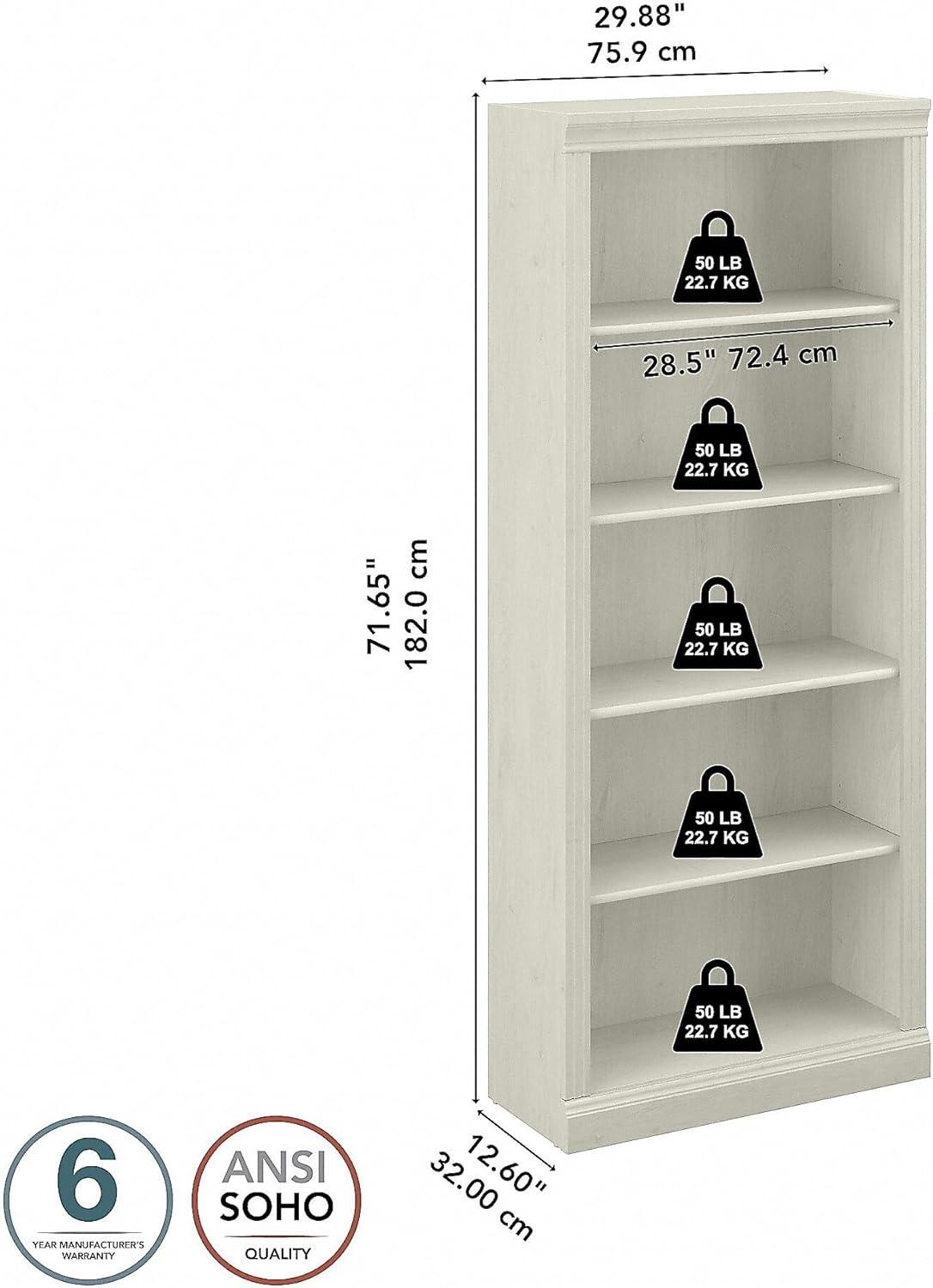 Saratoga Tall 5 Shelf Bookcase in Linen White Oak - Engineered Wood