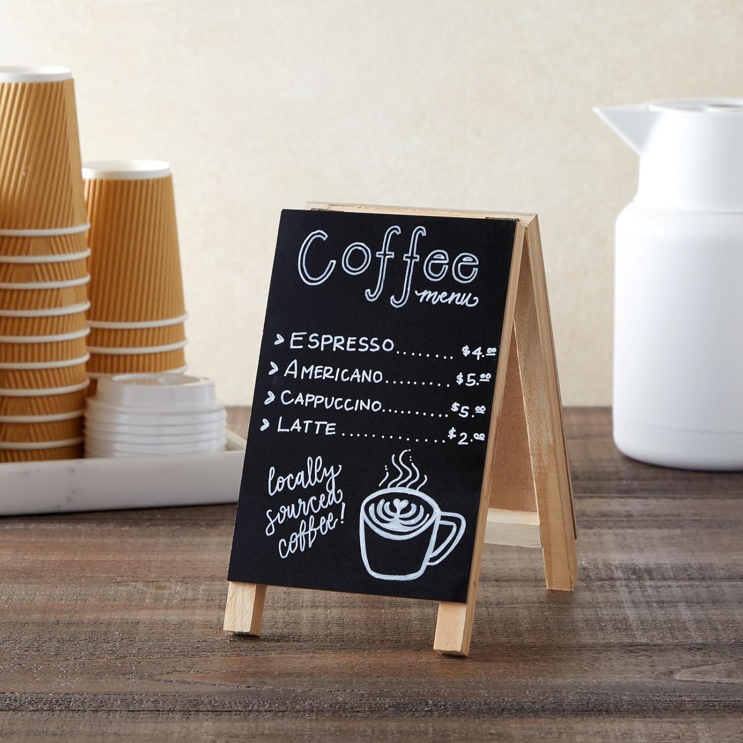 Juvale 2 Pack Small Easel Chalkboard for Tabletops, Restaurant Menu Sign for Catering Events, Weddings (4.5 x 7.5 In)