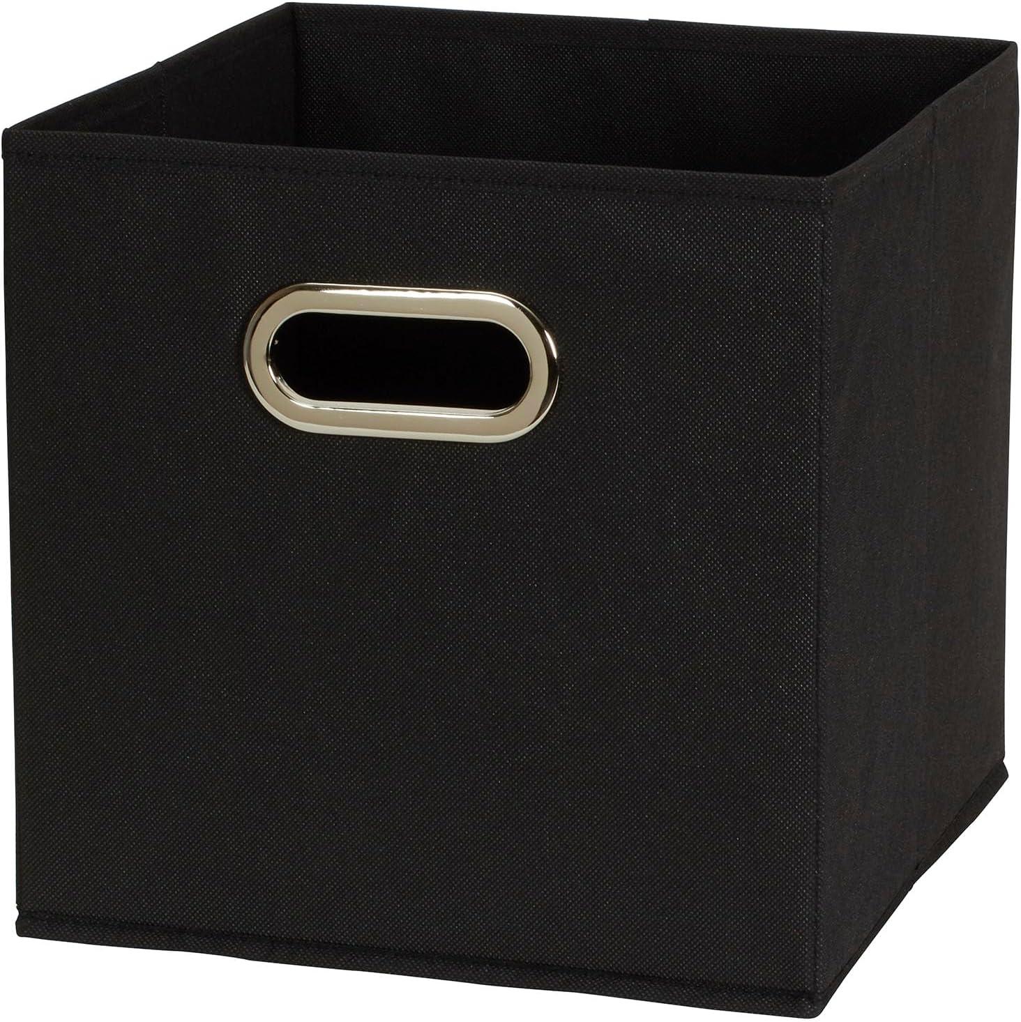 HOUSEHOLD ESSENTIALS Open Fabric Storage Cube Bins, Set of 6, Black