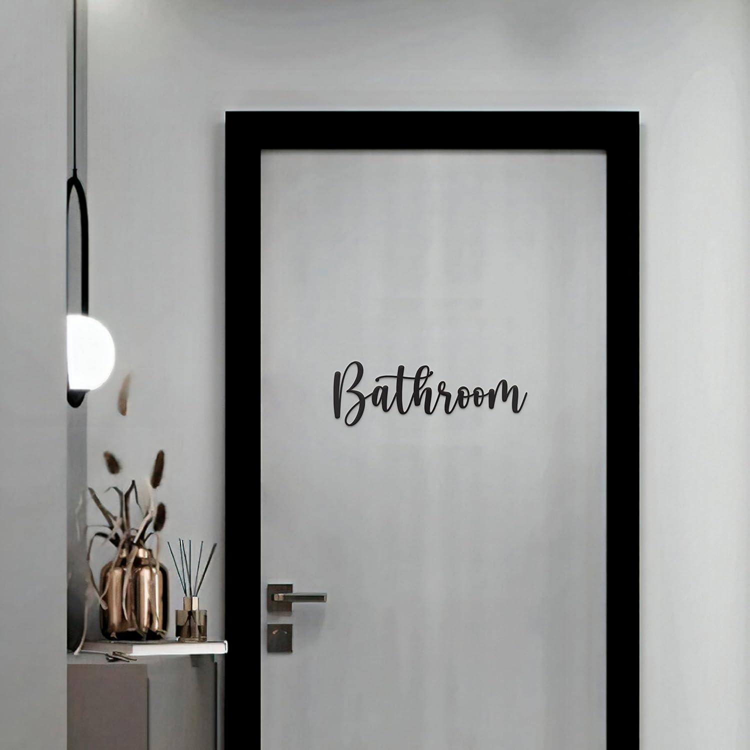 Vivegate Bathroom Letter Sign Wall Decor Metal Art - 16"x6" Farmhouse Bathroom Signs For Door Metal Cut Out Bathroom Signs Wall Decor From Durable Powder-coated Metal, Perfect For Home Farmhouse