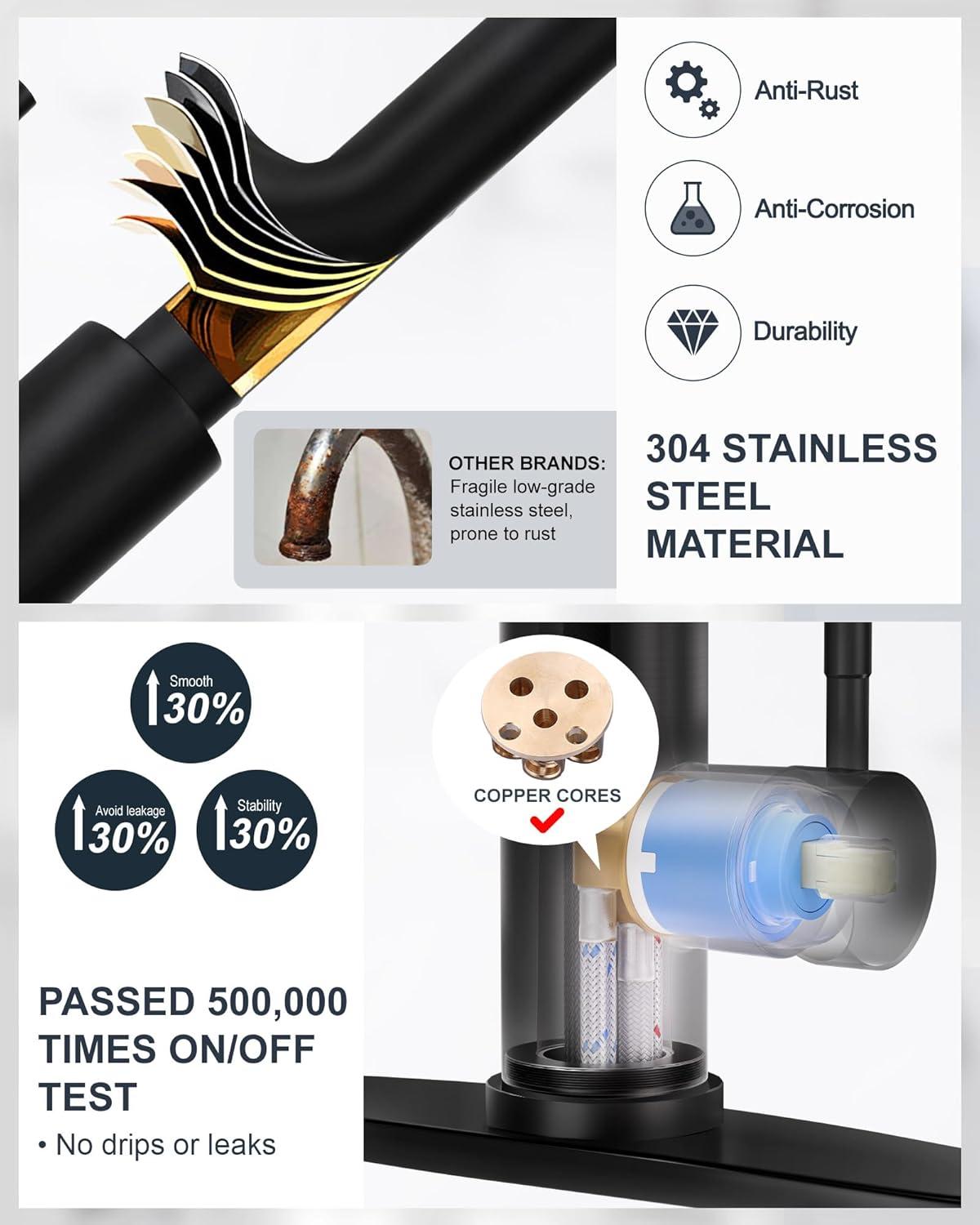 ARCORA ARCORA Stainless Steel  Single Handle Pull-Down Sprayer Kitchen Faucet Set with Touchless Sensor AR7100301B-DC