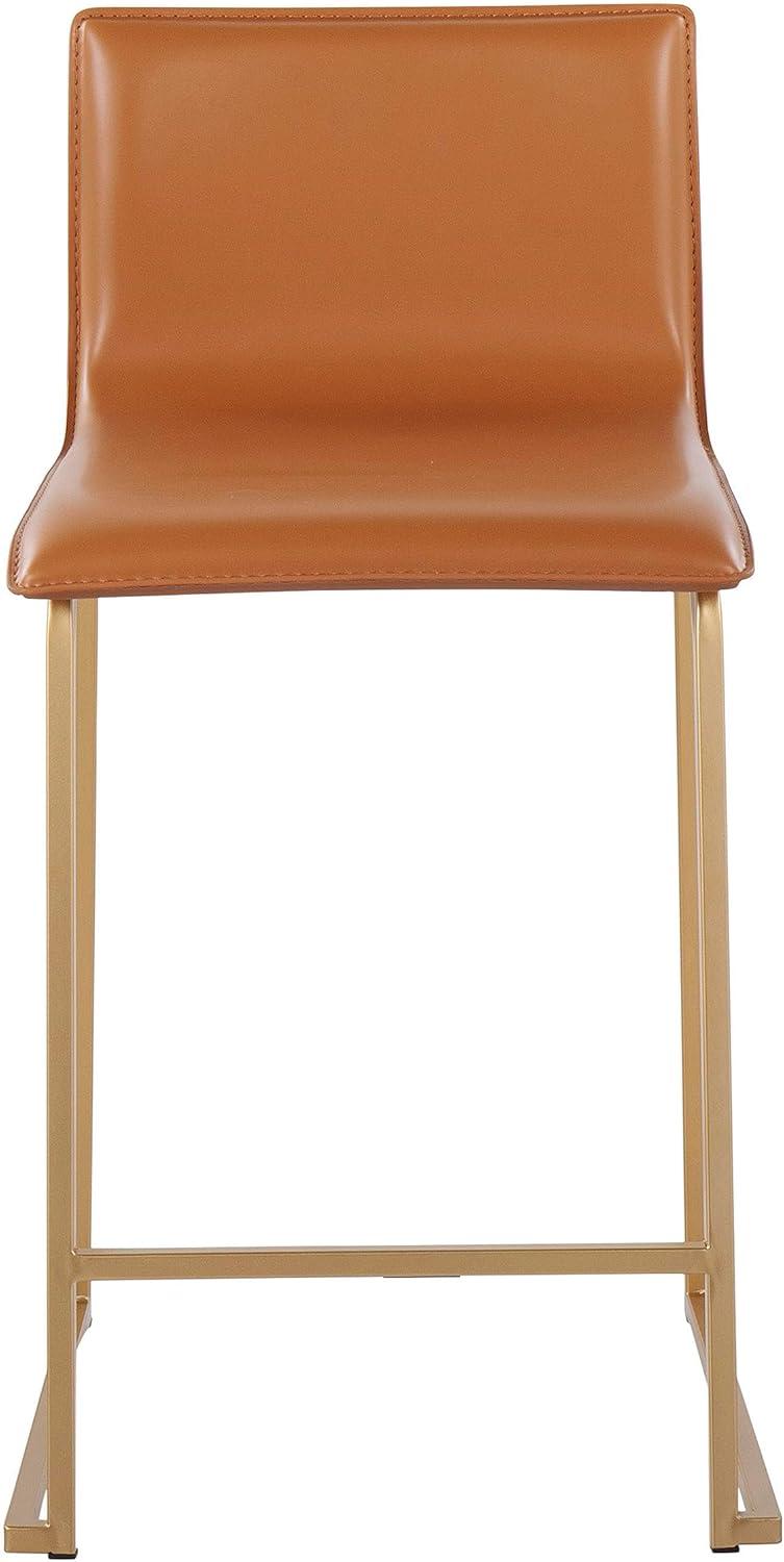 Set of 2 26" Mara Contemporary Counter Height Barstools Gold/Camel - LumiSource: Upholstered, Steel Frame, Fixed Height