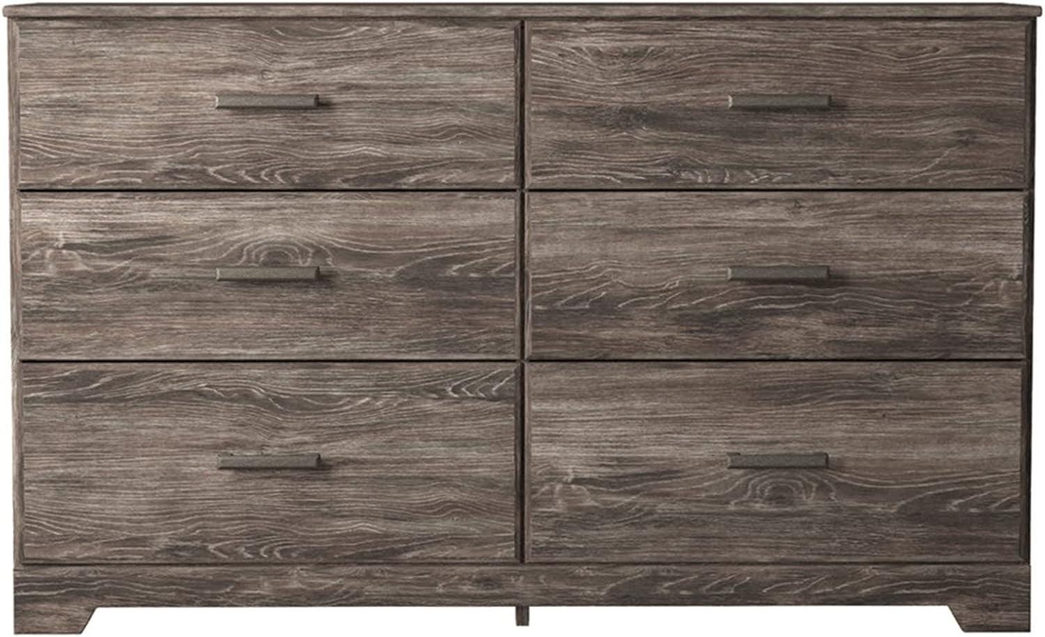 Gray Transitional 6-Drawer Dresser with Pewter Handles