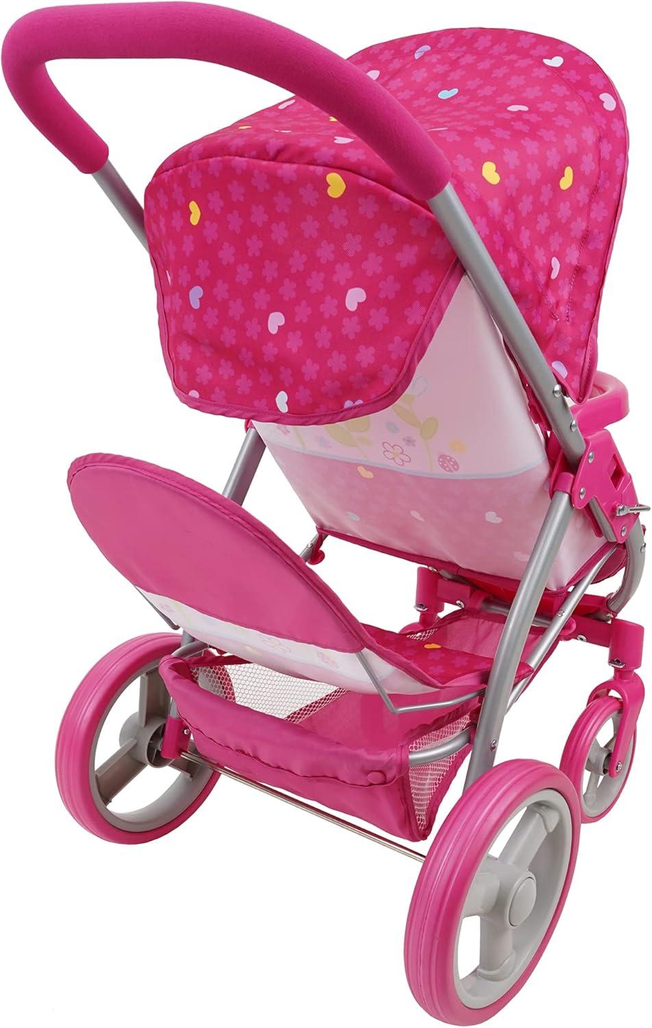 Garden Twin Doll Stroller W/ Front Swivel Wheels
