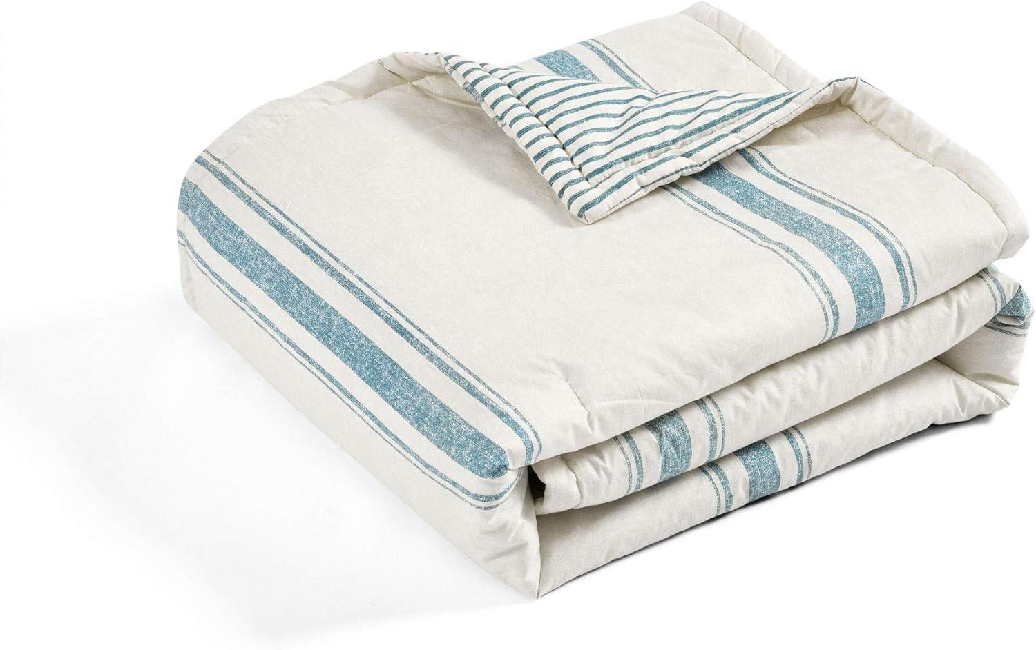 Lush Décor 50"x60" Farmhouse Stripe Throw Blanket Blue