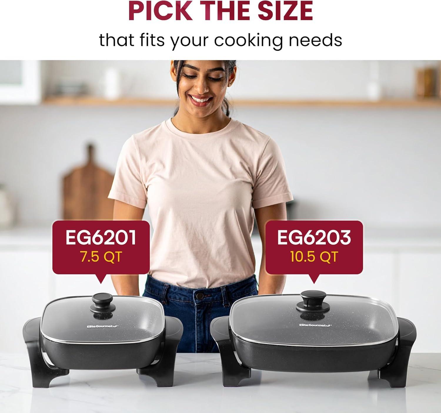 Elite Gourmet Healthy Ceramic Coated Electric Skillet