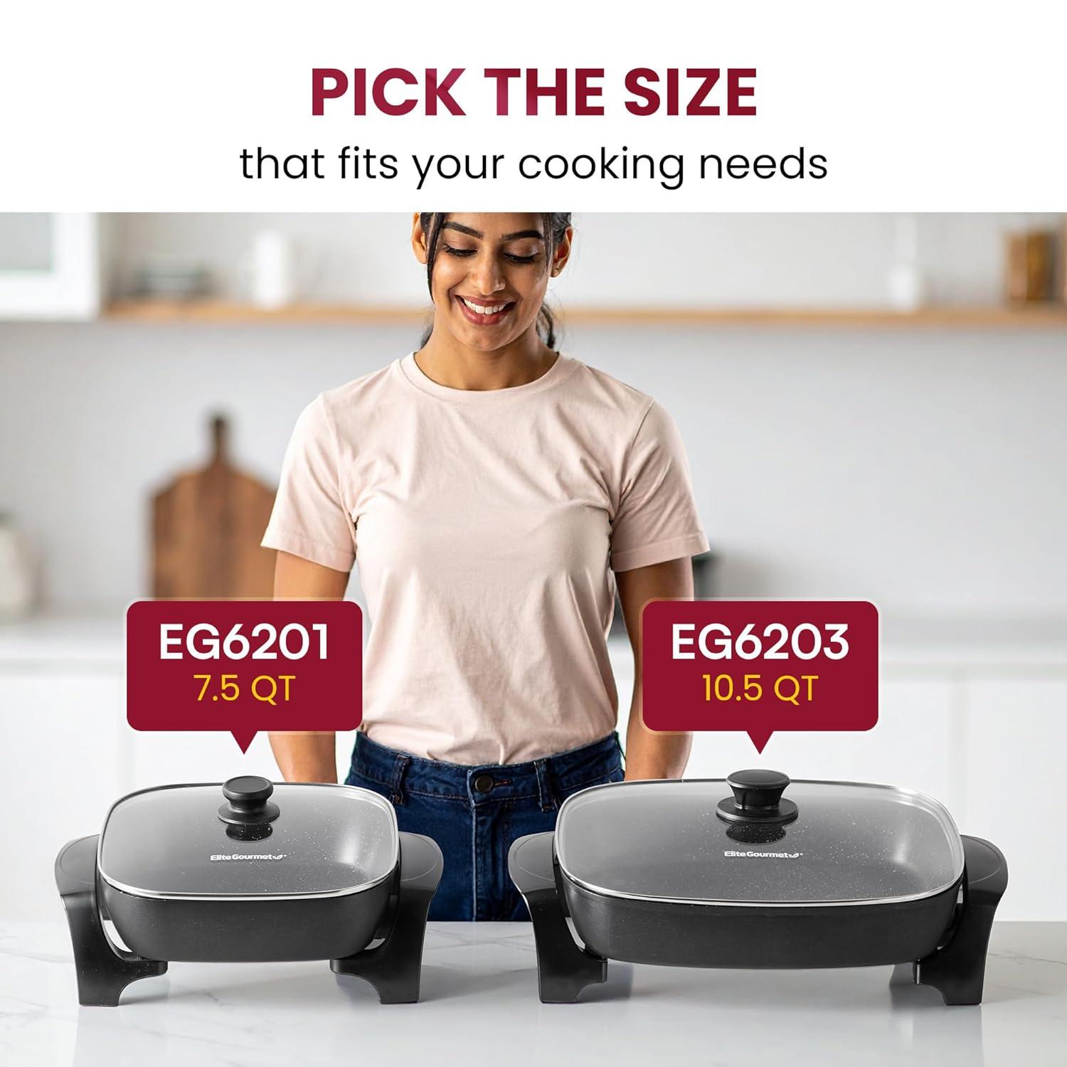 Elite Gourmet Healthy Ceramic Coated Electric Skillet