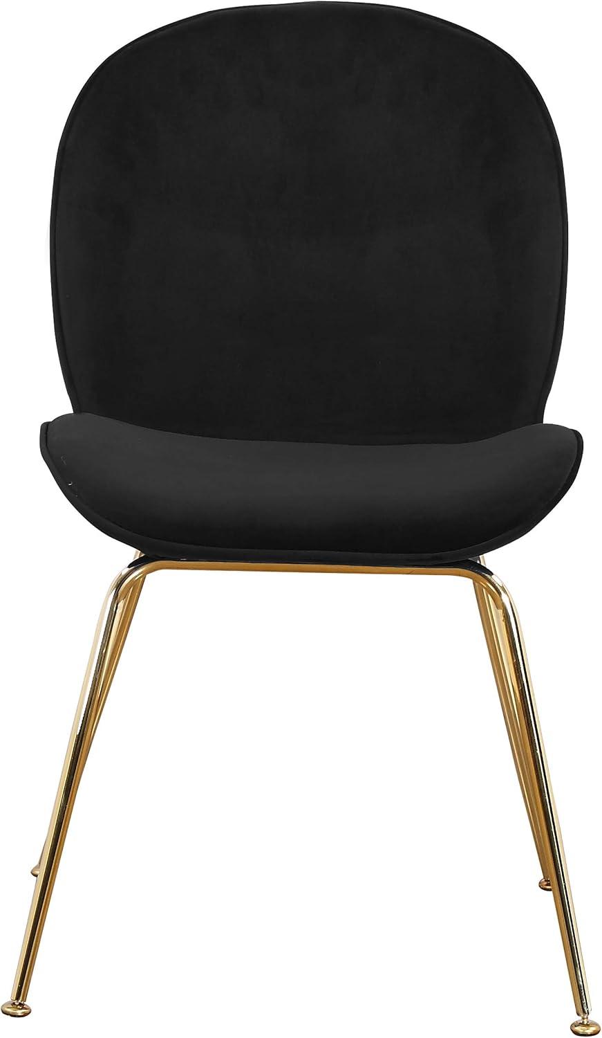 Parisian Noir Velvet Upholstered Dining Chair with Gold Metal Legs