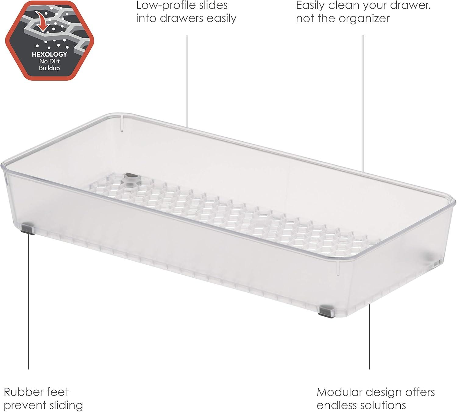 Spectrum Diversified Hexa Drawer Organizer Tray Modern Kitchen Cutlery, Utensil, Silverware Holder, Cabinet Storage, 6 x 12, Clear Frost
