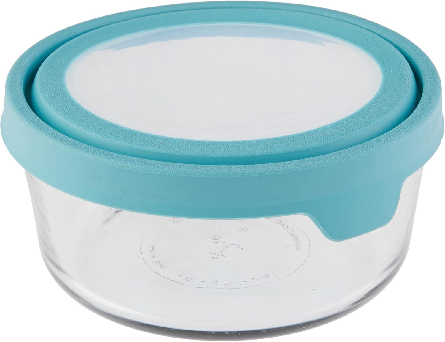 Anchor Hocking 13294AHG18 Trueseal Glass Food Storage with Mineral Blue Lids - 10 Piece Set