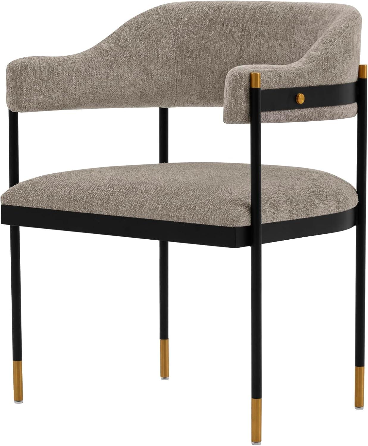 Set of 2 Lia Modern Boucle Upholstered Dining Armchairs Stone Gray - Manhattan Comfort: Brushed Gold Accents, No Assembly Required