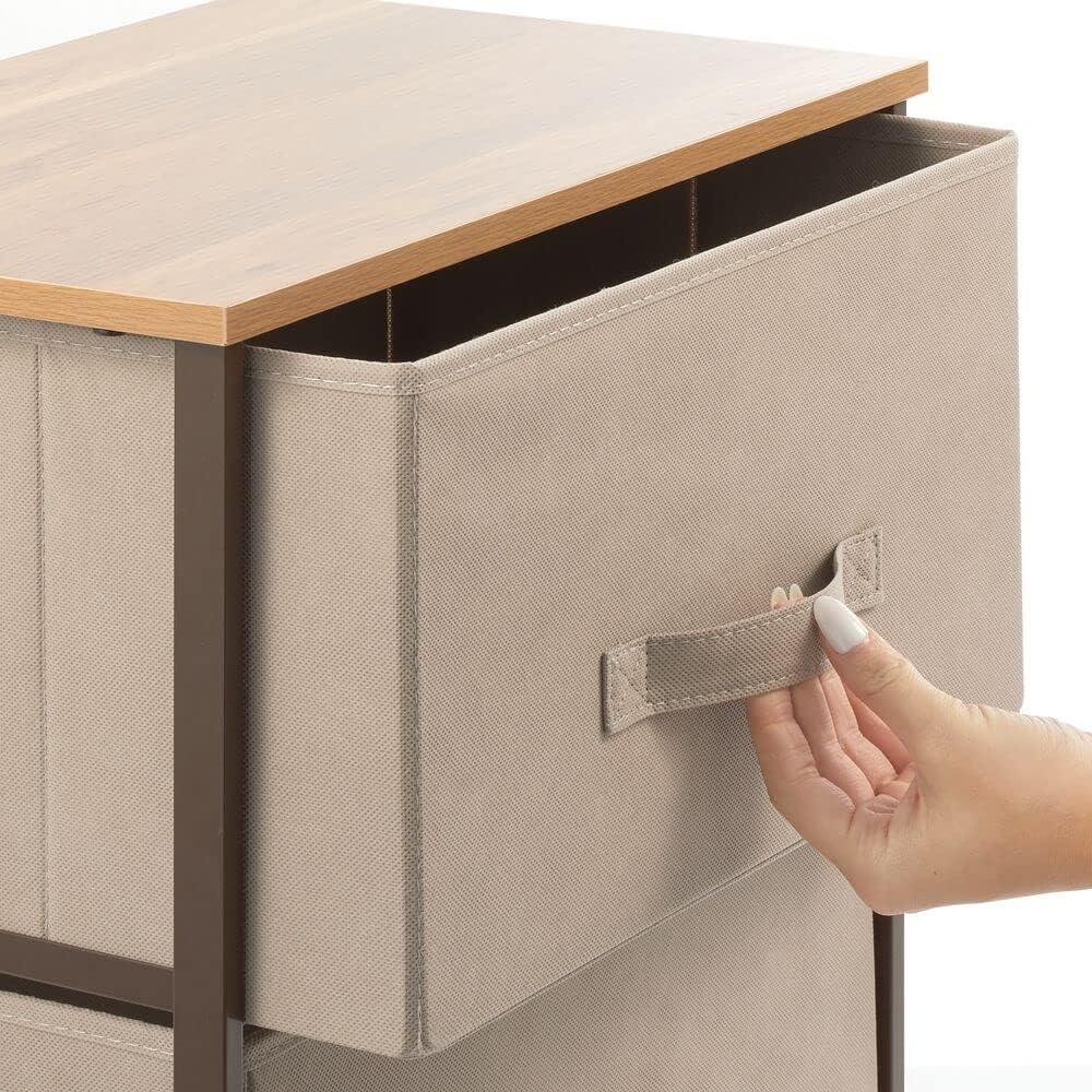 Wood Top Metal Frame 2 Drawer Night Stand