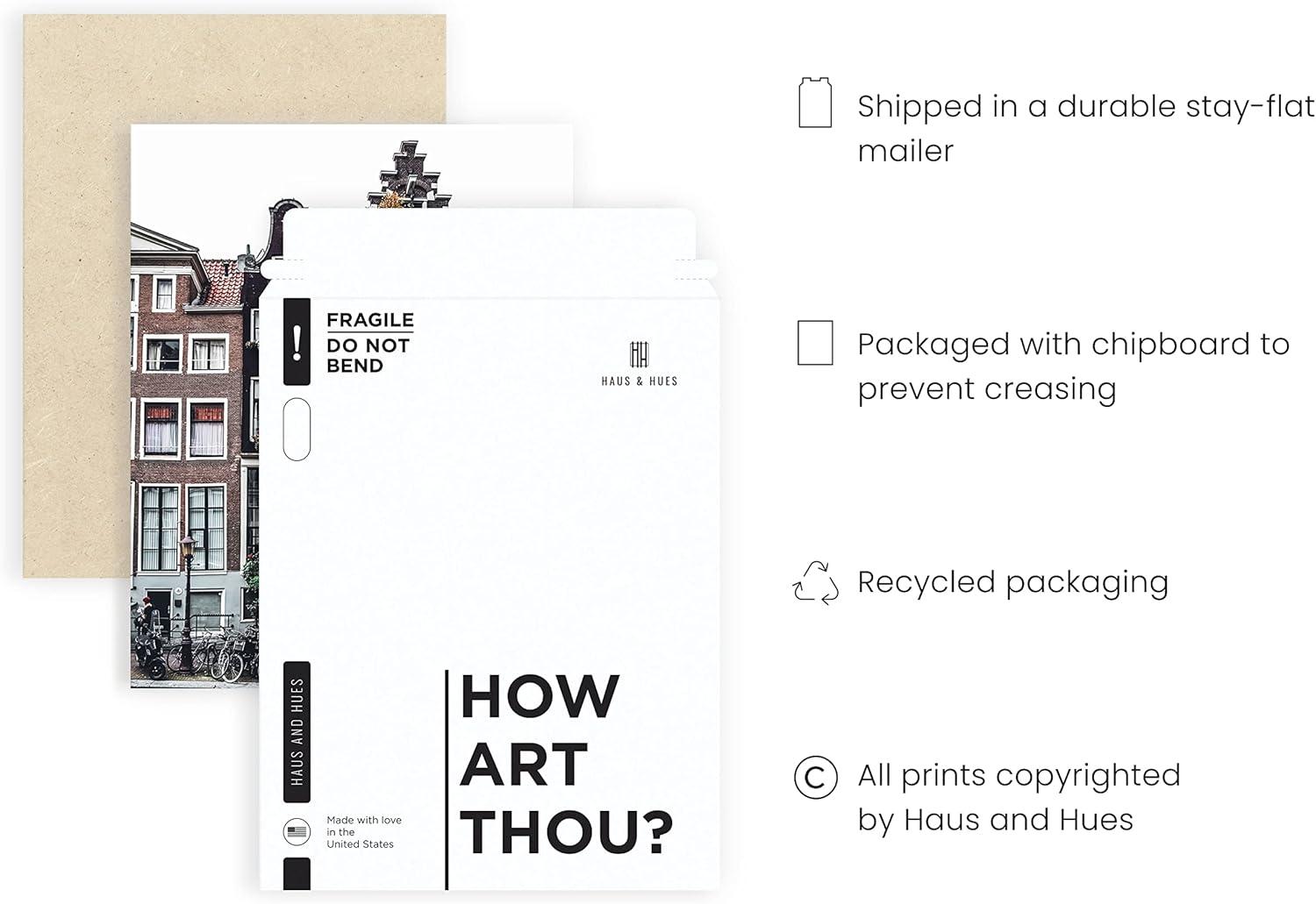 HAUS AND HUES Amsterdam Print Vintage City Posters Amsterdam Printing Retro Vintage Travel Posters Travel Art Netherlands Poster Art Amsterdam Dutch Home UNFRAMED 12” x 16” (Amsterdam Street)