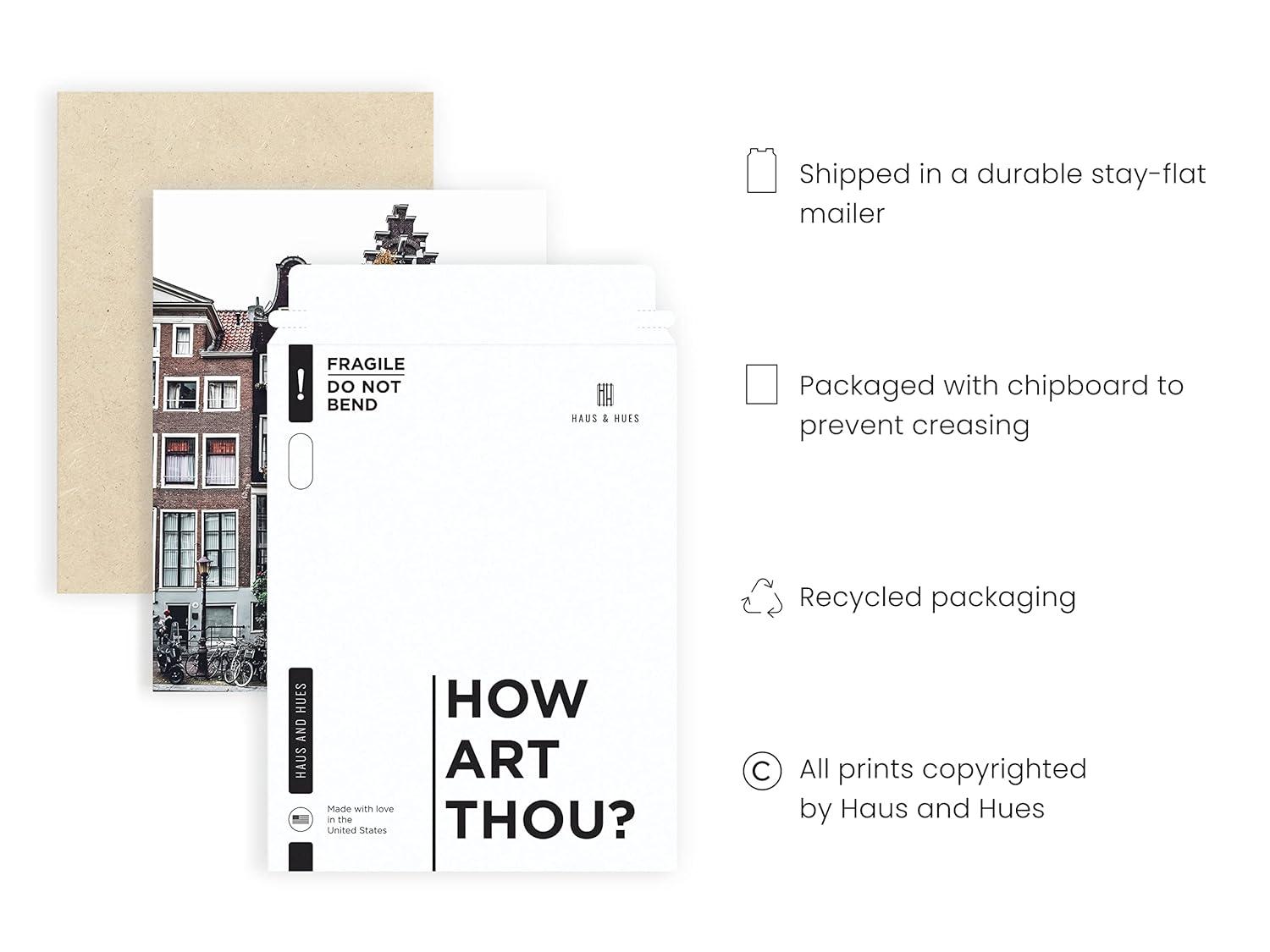 HAUS AND HUES Amsterdam Print Vintage City Posters Amsterdam Printing Retro Vintage Travel Posters Travel Art Netherlands Poster Art Amsterdam Dutch Home UNFRAMED 12” x 16” (Amsterdam Street)