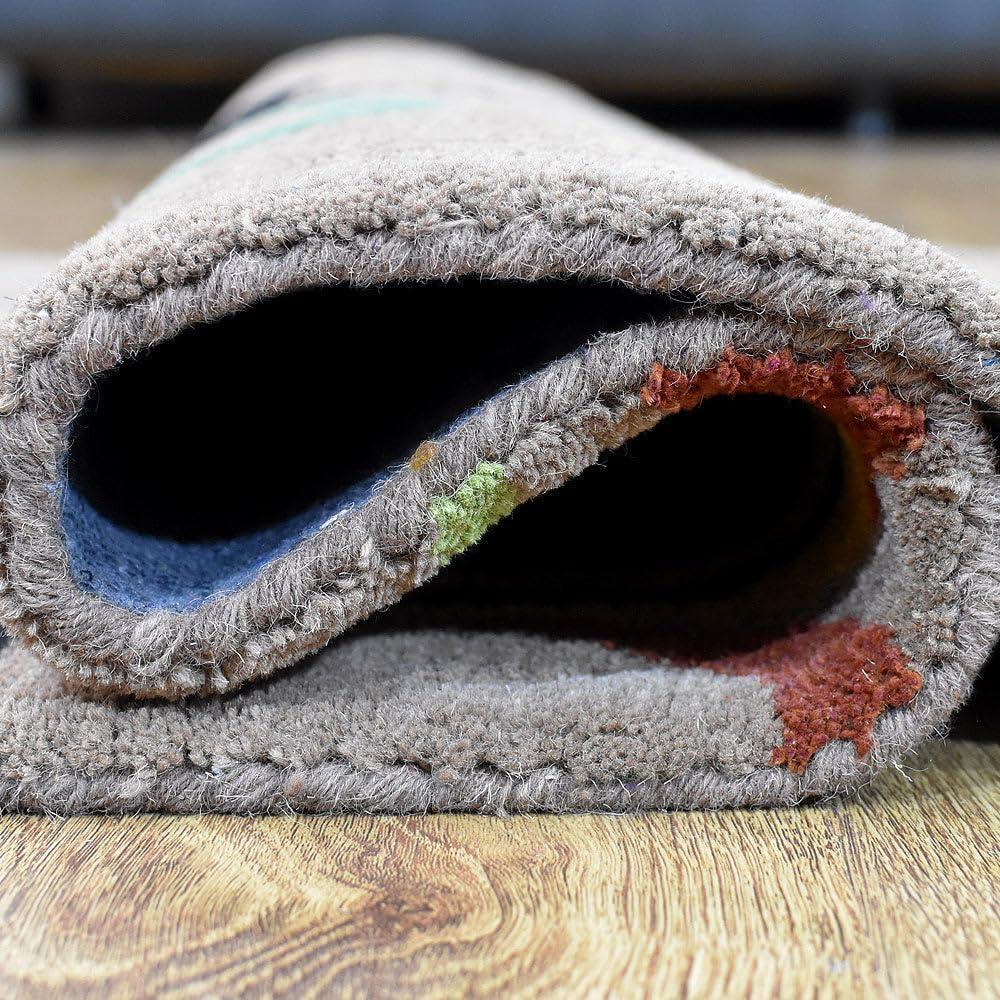 Rugsotic Carpets Hand Tufted Wool Eco-Friendly Area Rugs - 4'x6', Rectangle, Camel, Modern Contemporary Design, High Pile Handmade Anti Skid Rugs for Living Room, Bed Room (K00219)
