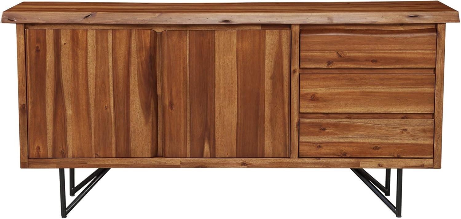 Alpine Furniture Live Edge Wood Dining Server in Light Walnut (Brown)