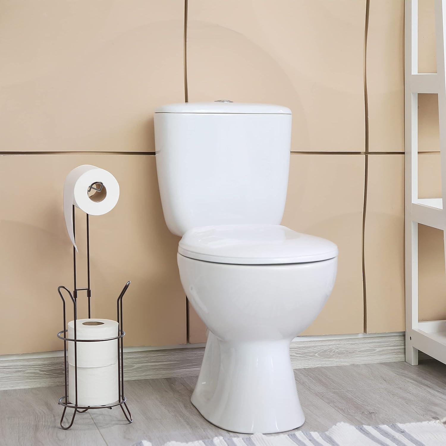 Simple Houseware Bathroom Toilet Tissue Roll Holder Stand with Cell Phone Holder, Bronze C33