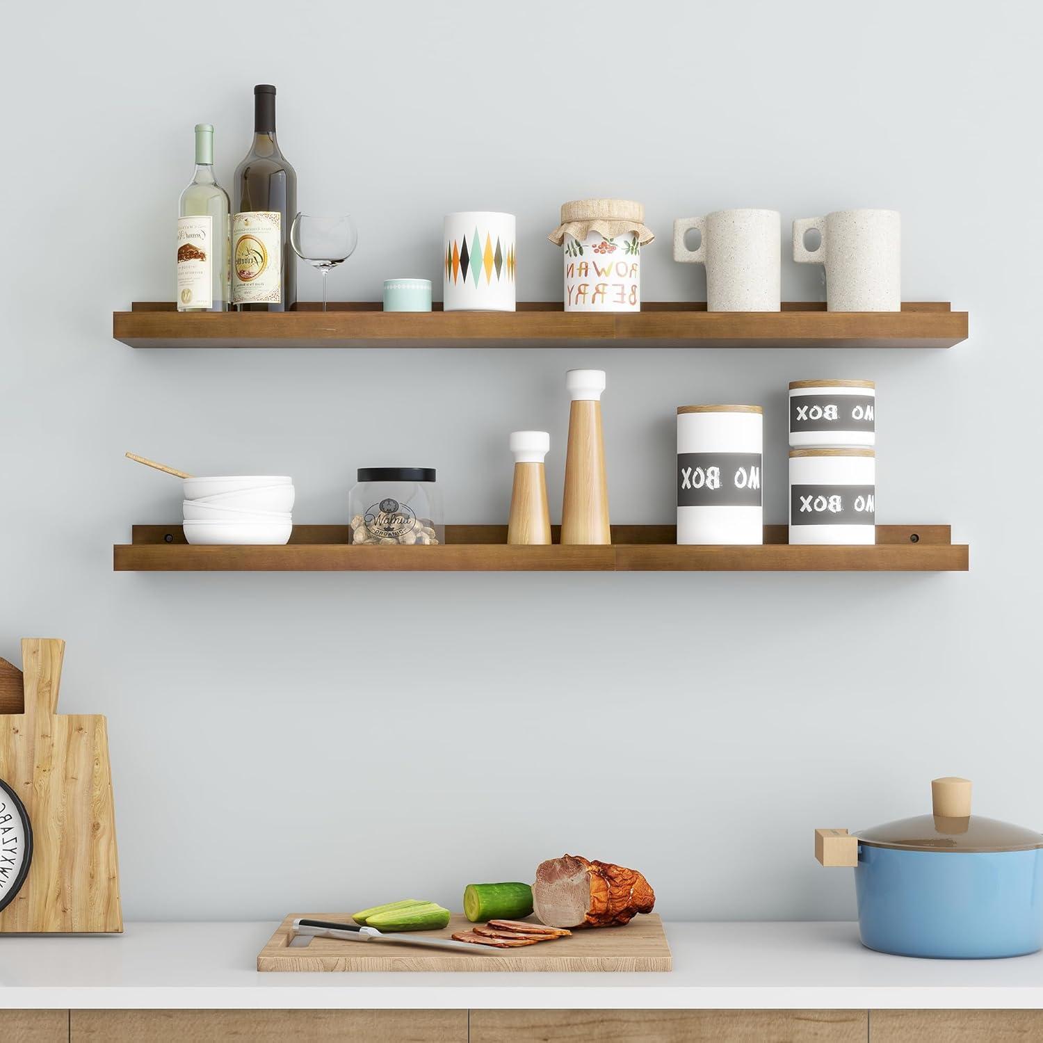 Melpomeni 2 Piece Solid Wood Floating Shelf