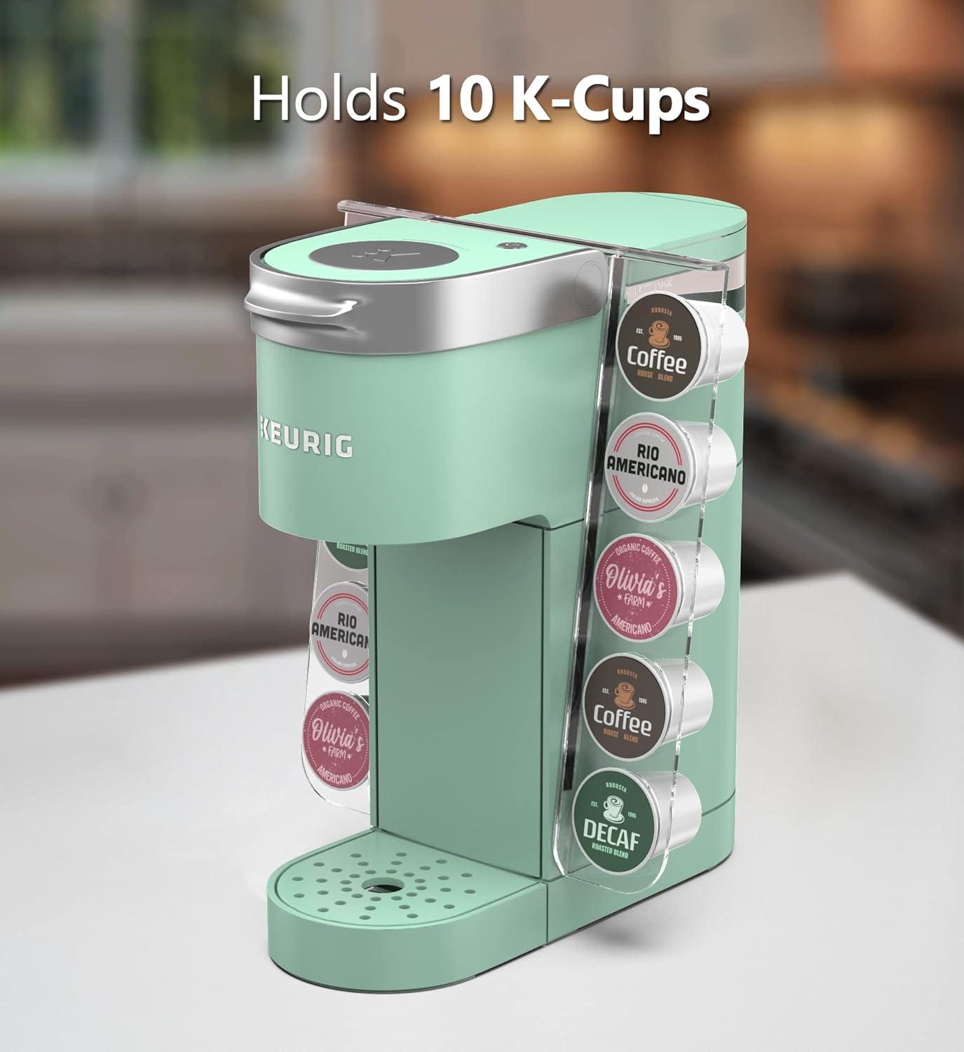 GALVANOX Acrylic K Cup Organizer - Fits the Keurig K-Mini/K Mini-Plus (ONLY), Space Saving Pod Holder for Single Serve Coffee Makers, 10 Pod Capacity (Machine is NOT included)