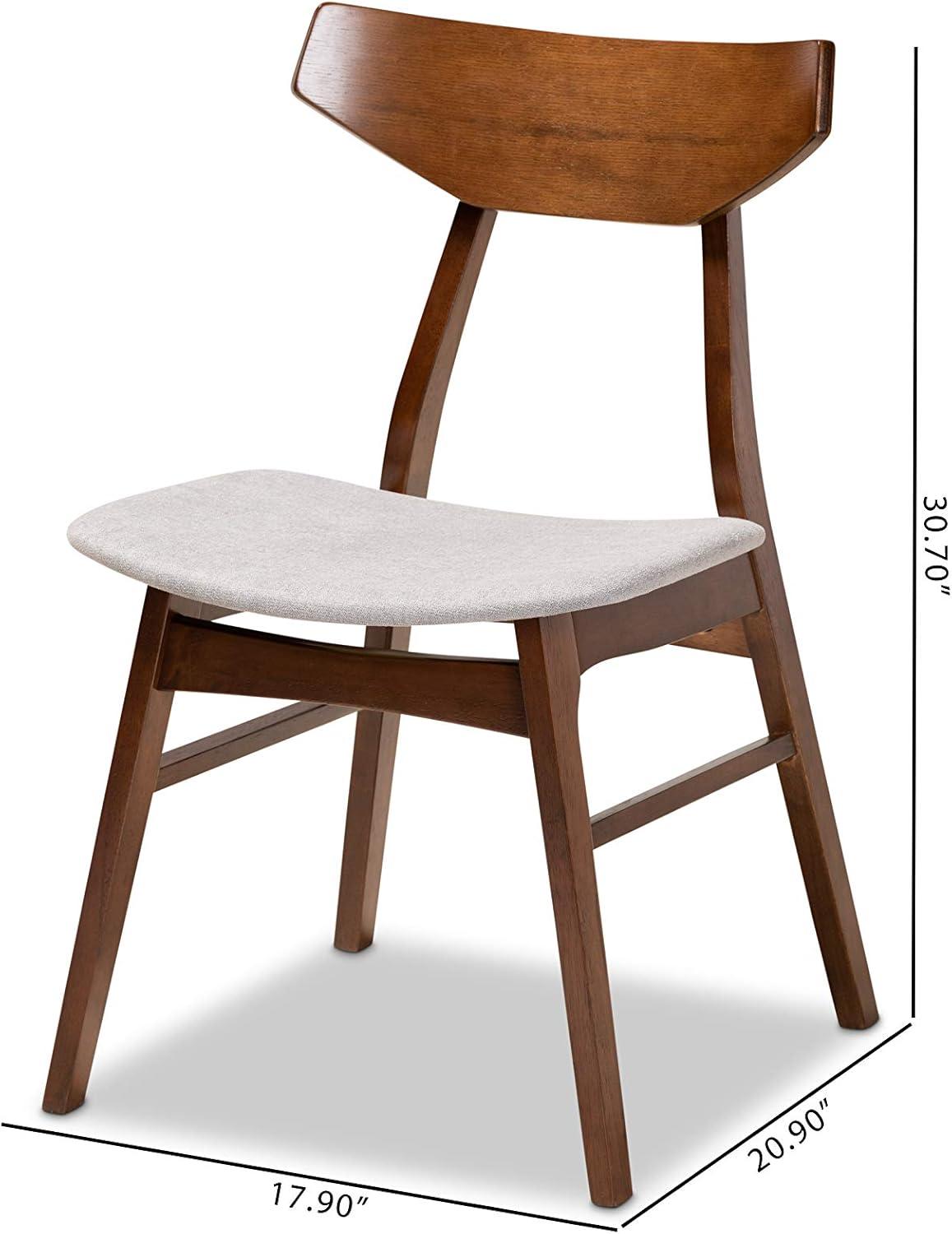 Baxton Studio Danica Mid-Century Modern Transitional Light Grey Fabric Upholstered and Walnut Brown Finished Wood 4-Piece Dining Chair Set