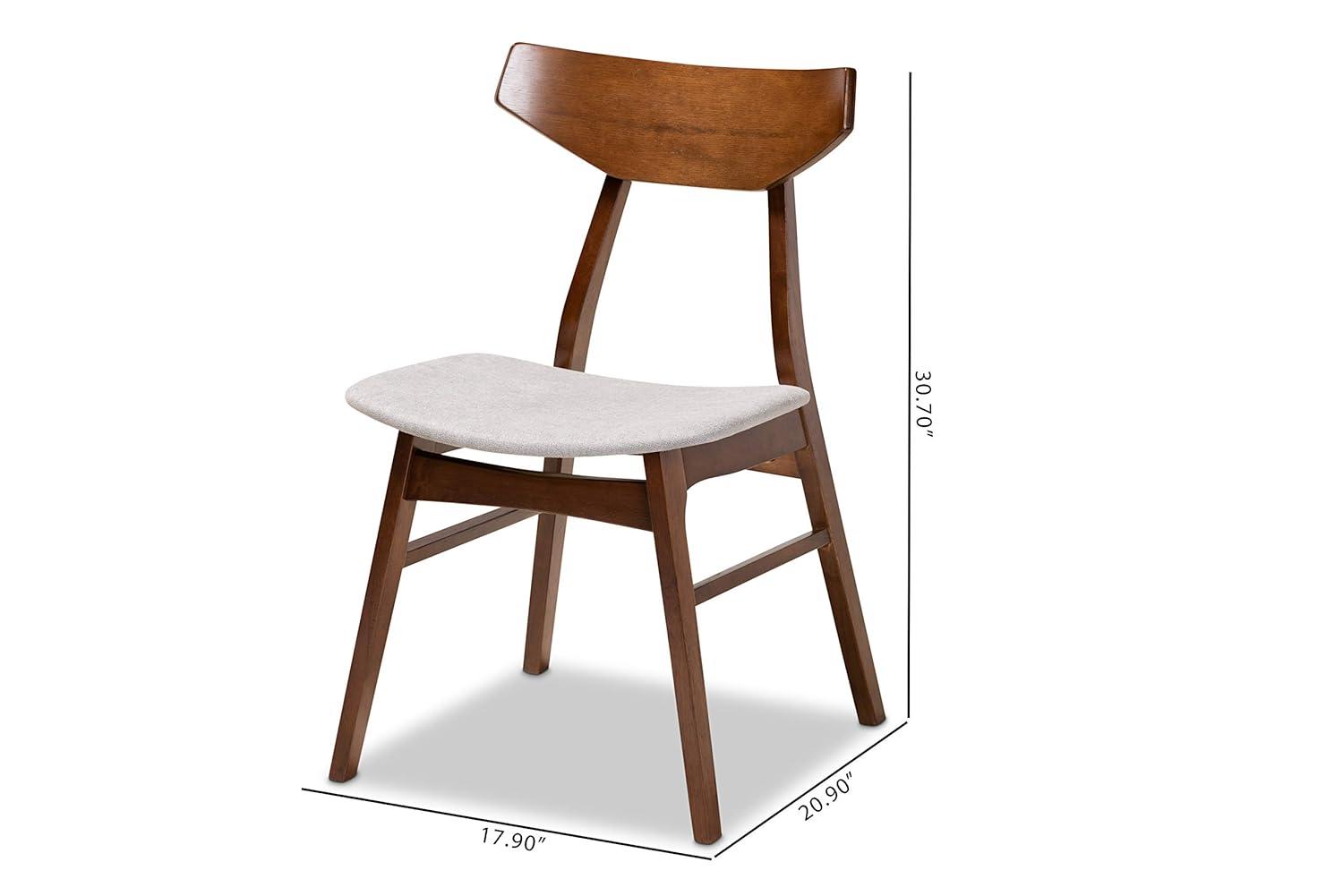 Baxton Studio Danica Mid-Century Modern Transitional Light Grey Fabric Upholstered and Walnut Brown Finished Wood 4-Piece Dining Chair Set