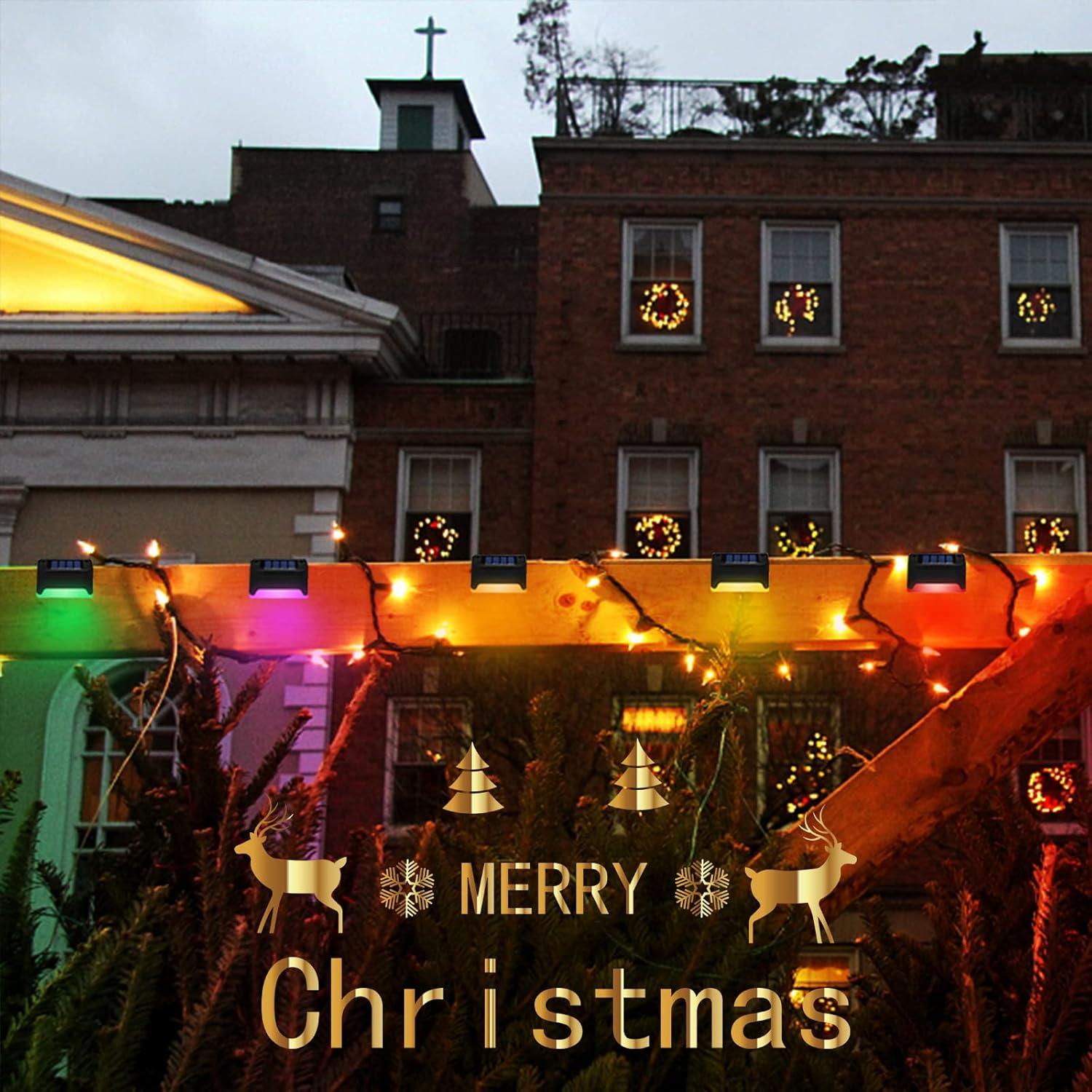 K.E.J. Solar Pool Side Lights Color Changing Solar Deck Lights Outdoor LED Step Light Waterproof Pool Accessories Decor for Stairs Fence Yard Driveway Pathway Yard Backyard Garden (Black-Color, 8)