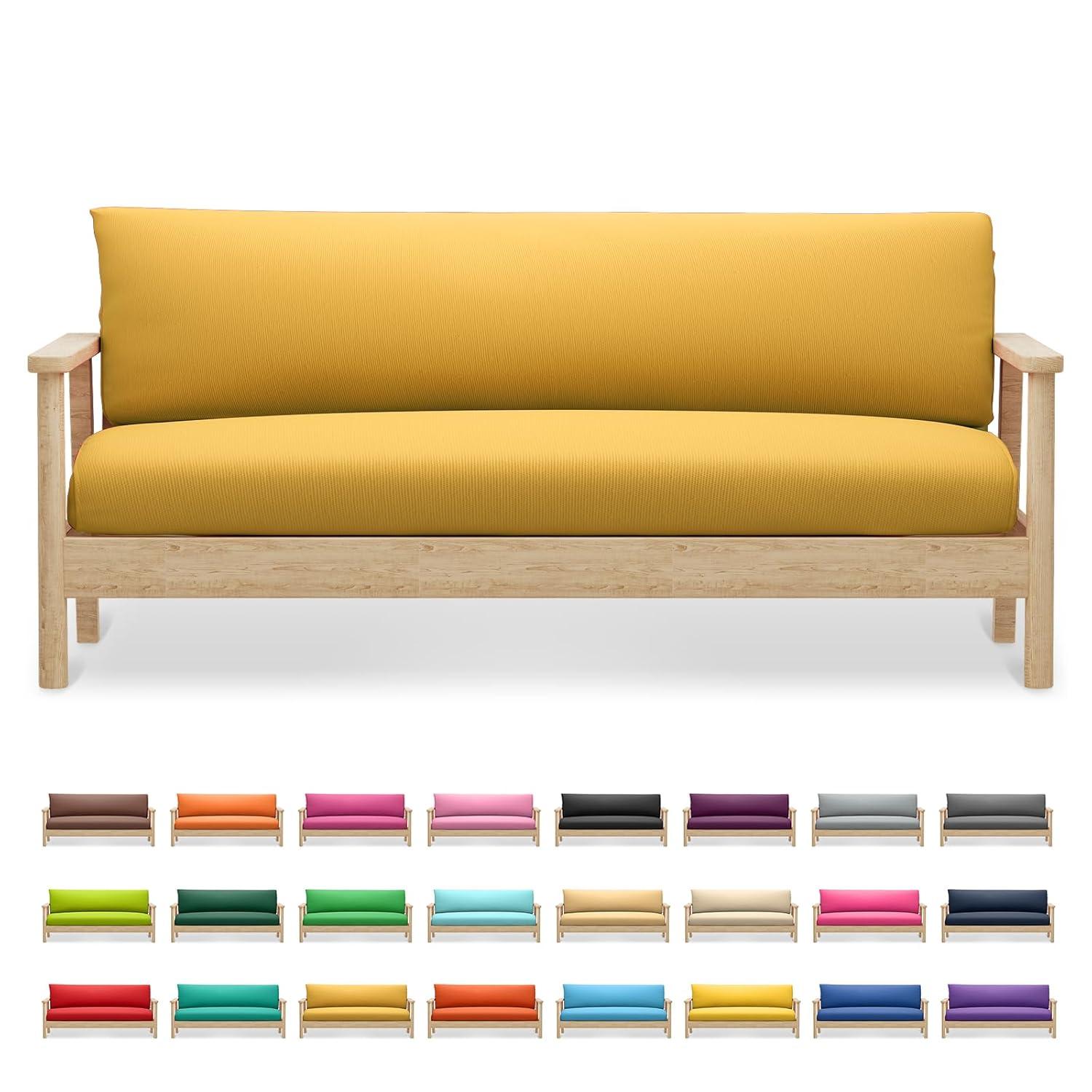 Solid Futon Cover Slipcover Fit 6"- 8" Futon Mattresses Yellow, Full Size 54x75 Inch