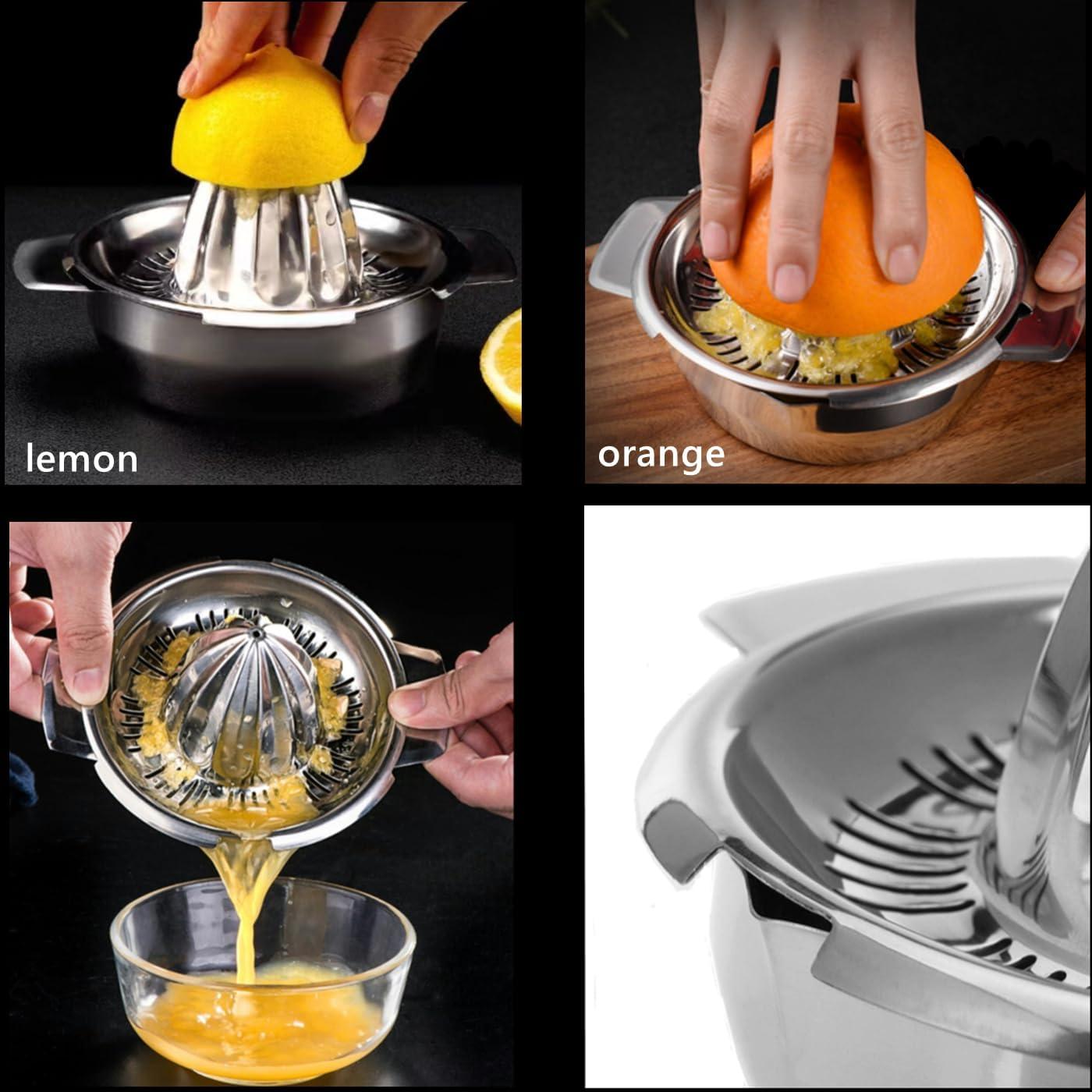 Lemon Orange Grapefruit Manual Juicer - Sturdy Manual Juicer Made of 304 Stainless Steel, with 2 Pour Spouts, Dishwasher Safe, Easy to Clean, Heavy-Duty.