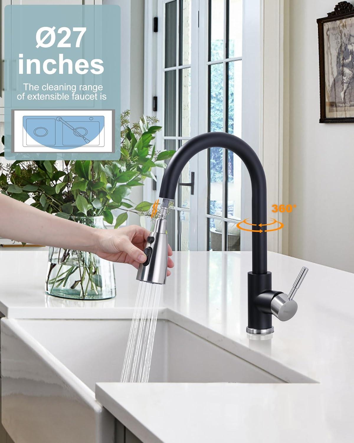 High Arc Pull Down Kitchen Faucet with Sprayer