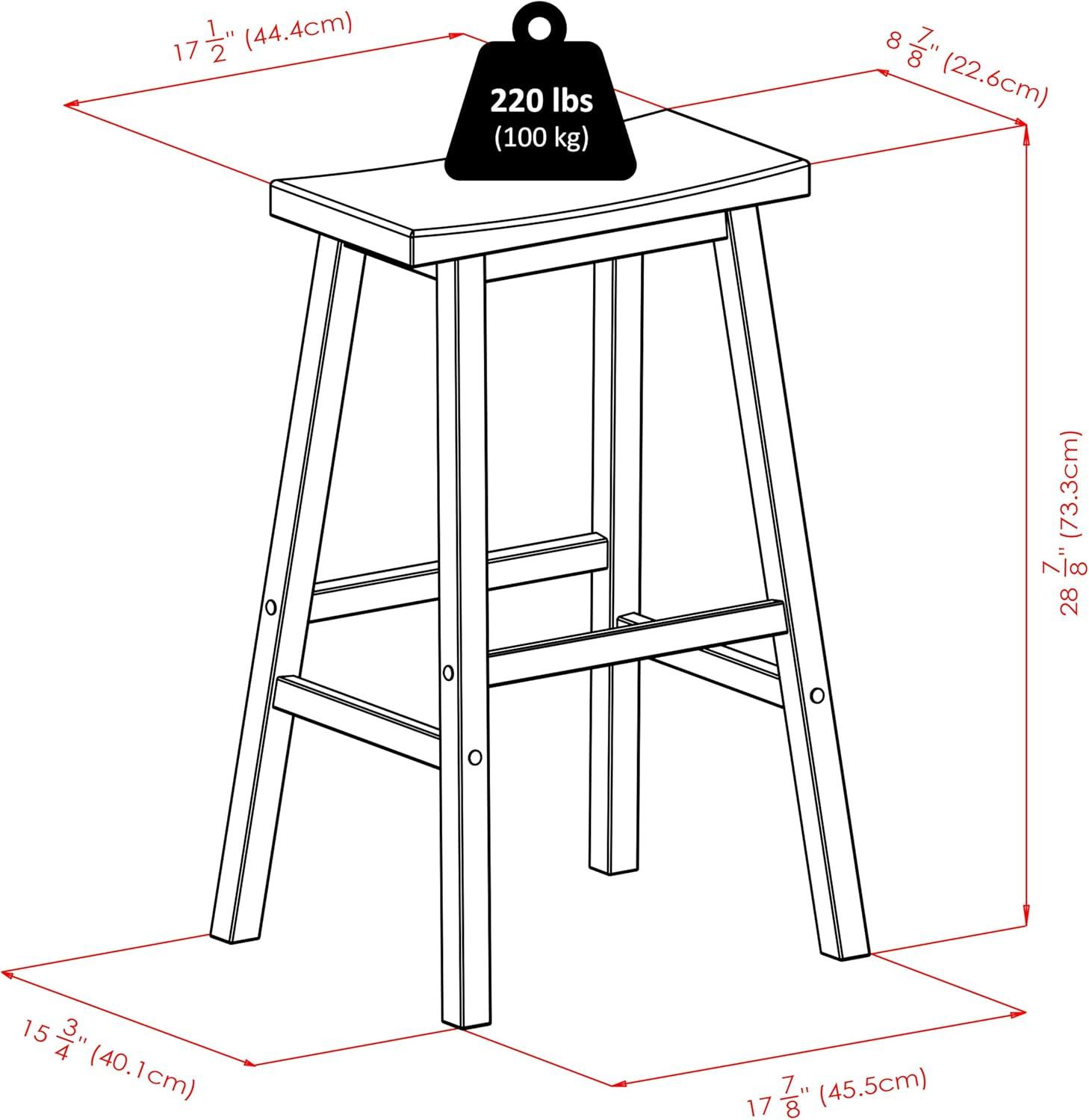 29" Satori Saddle Seat Barstool Black - Winsome: Solid Wood, High-Top Counter, Backless Design