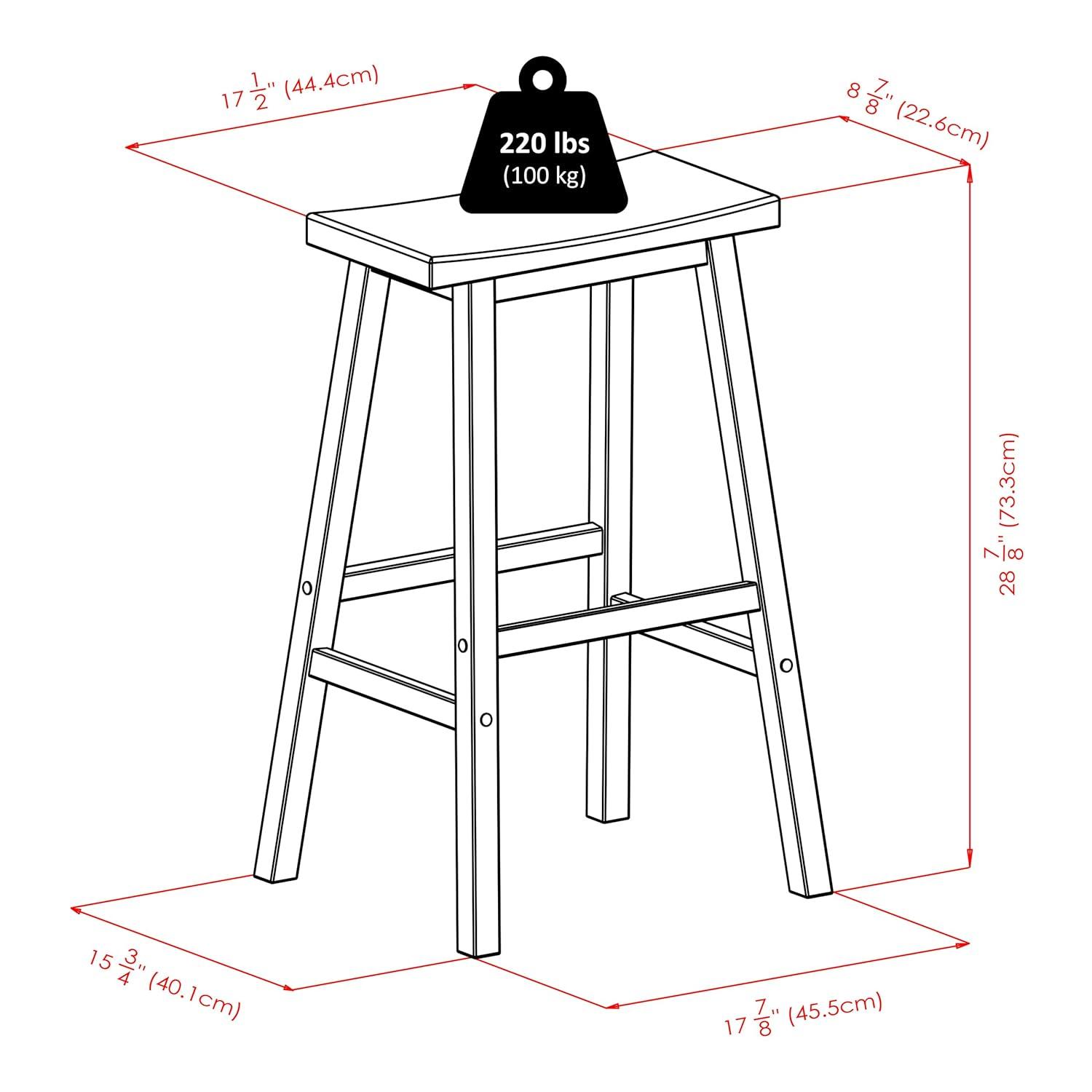 29" Satori Saddle Seat Barstool Black - Winsome: Solid Wood, High-Top Counter, Backless Design