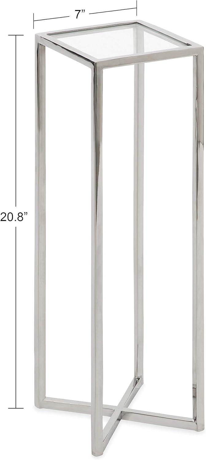 Kate and Laurel Jaspur Square Metal Drink Table, 7x7x21, Silver