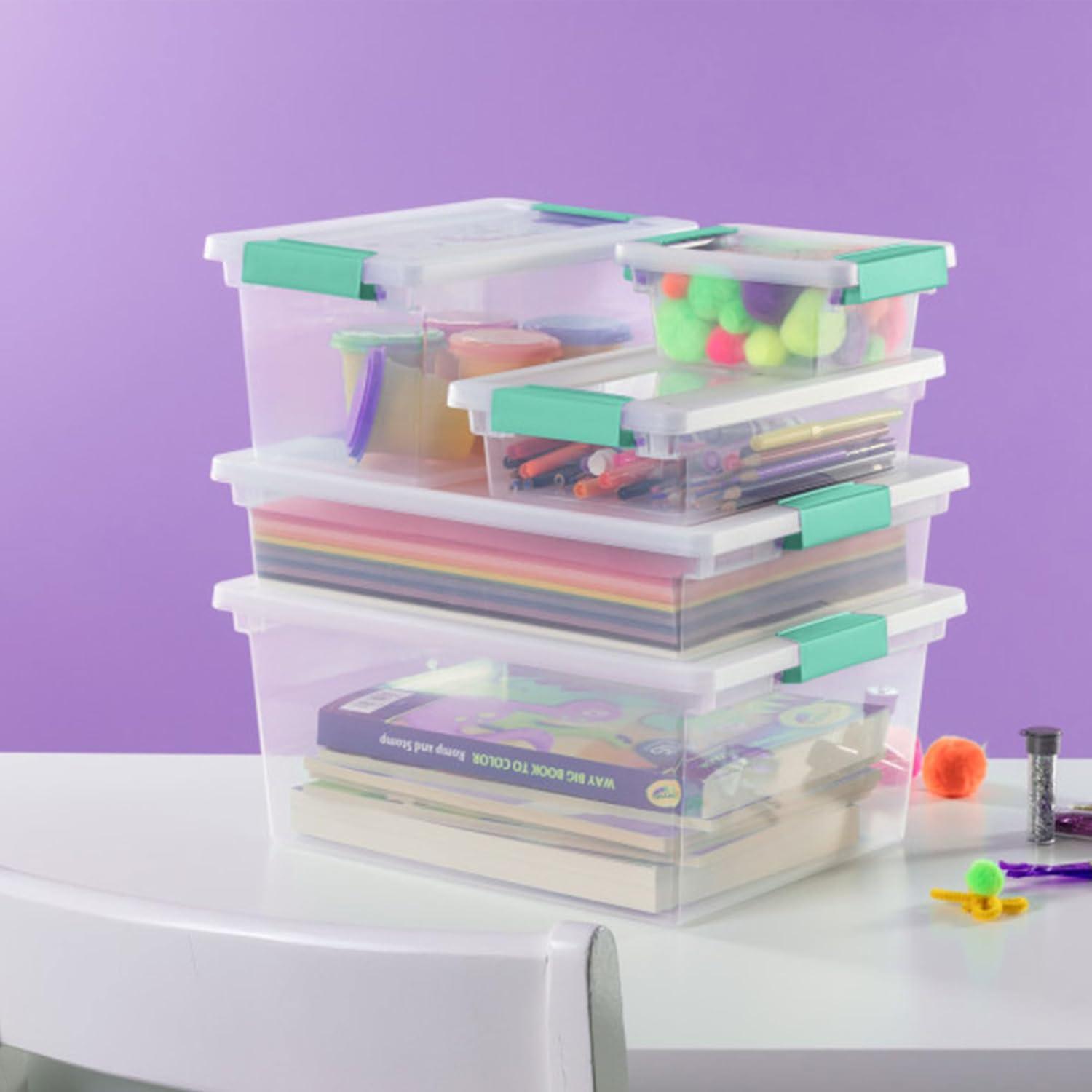Sterilite Sterilite Plastic Stackable Storage Bin w/Clear Latch Lid (Set of 6)