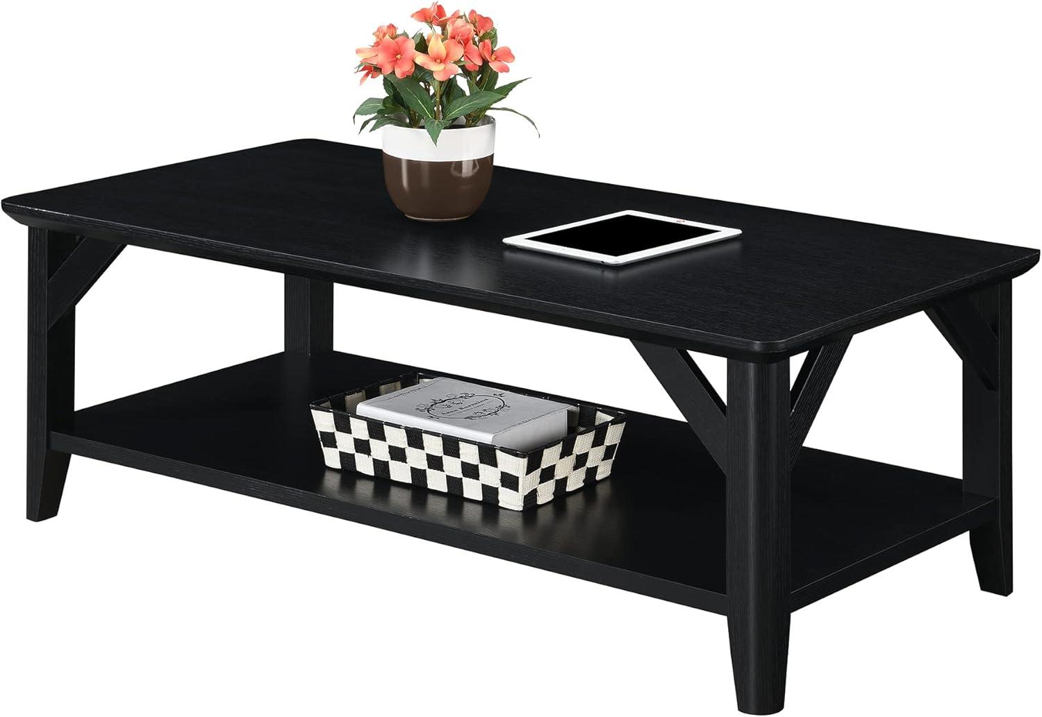 Convenience Concepts Winston Coffee Table with Shelf, Black