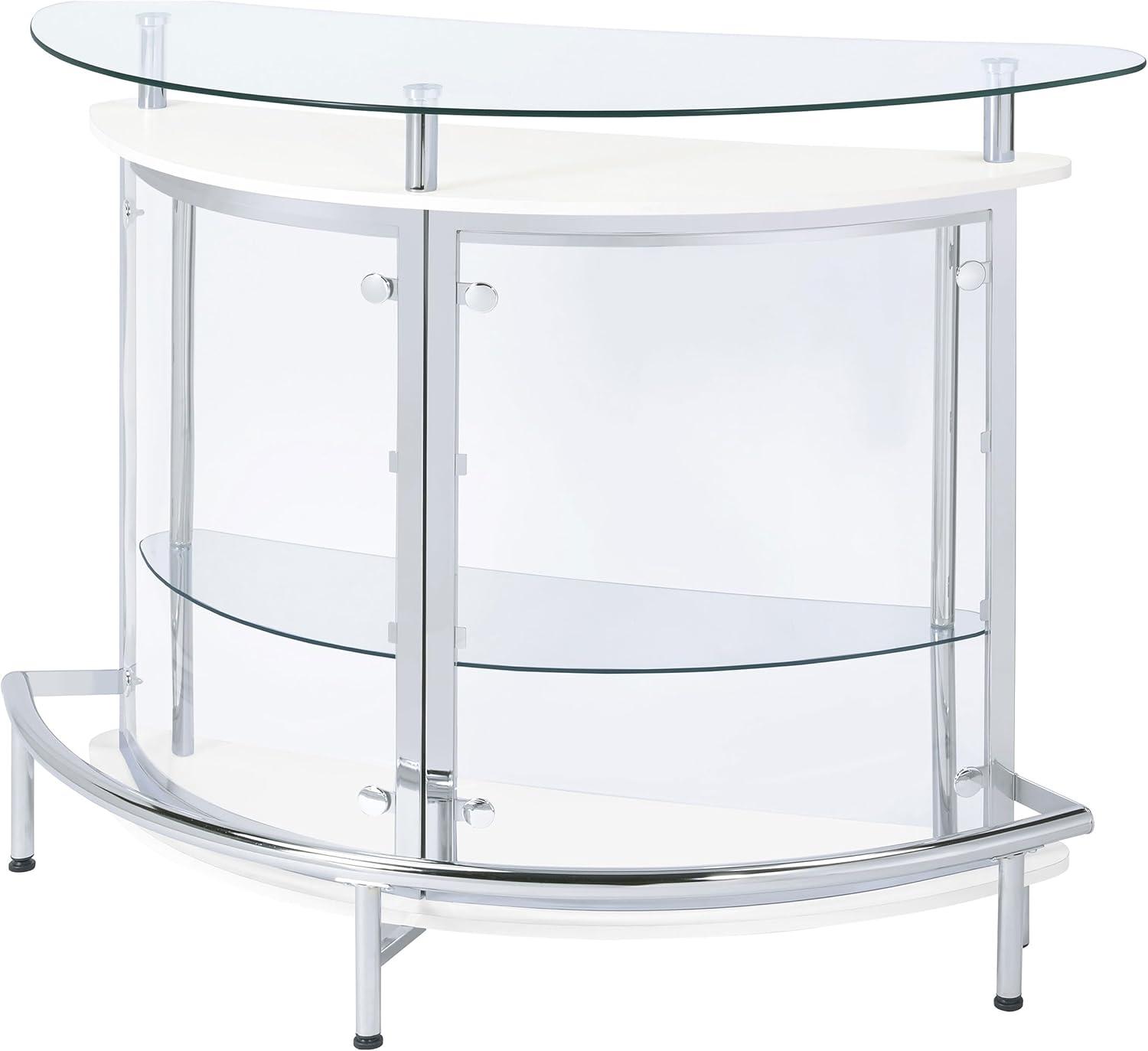 Coaster Amarillo Modern 2 Tier Home Bar Cabinet White/Chrome