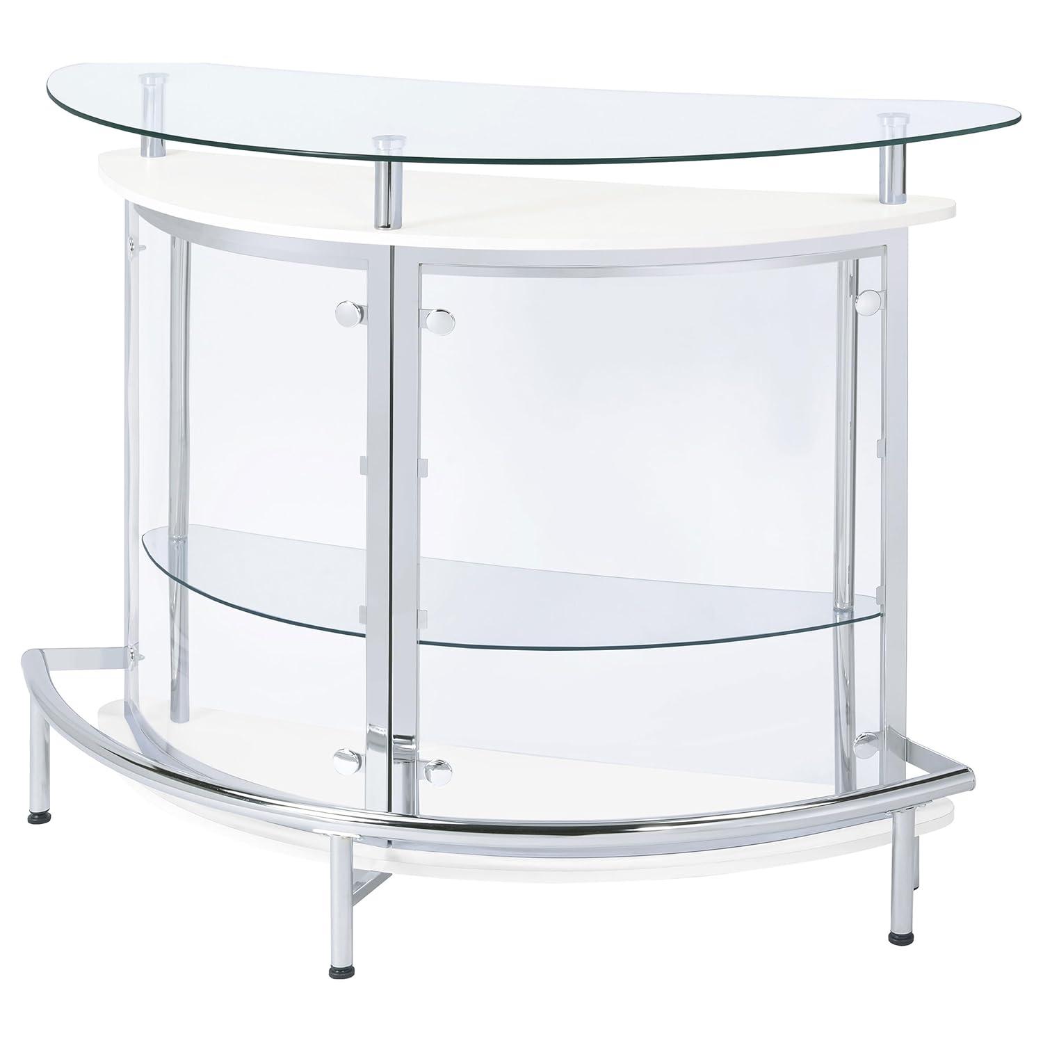 Coaster Amarillo Modern 2 Tier Home Bar Cabinet White/Chrome