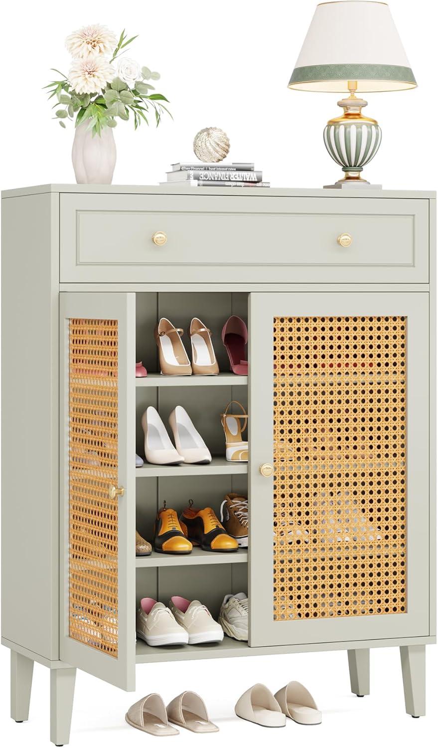 Tribesigns Modern Shoe Cabinet with Doors and Drawer