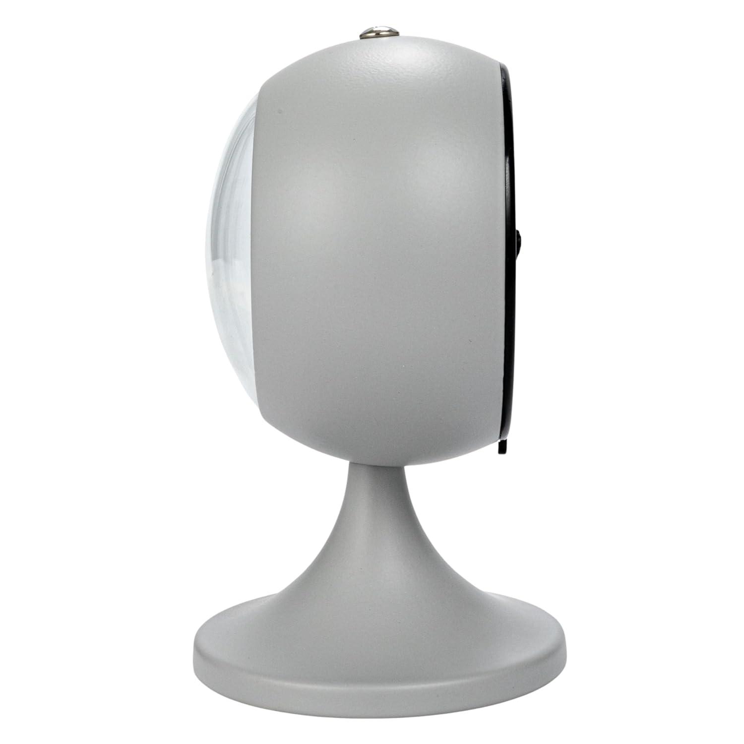Creative Co-Op Round Metal Table Clock with Alarm, White