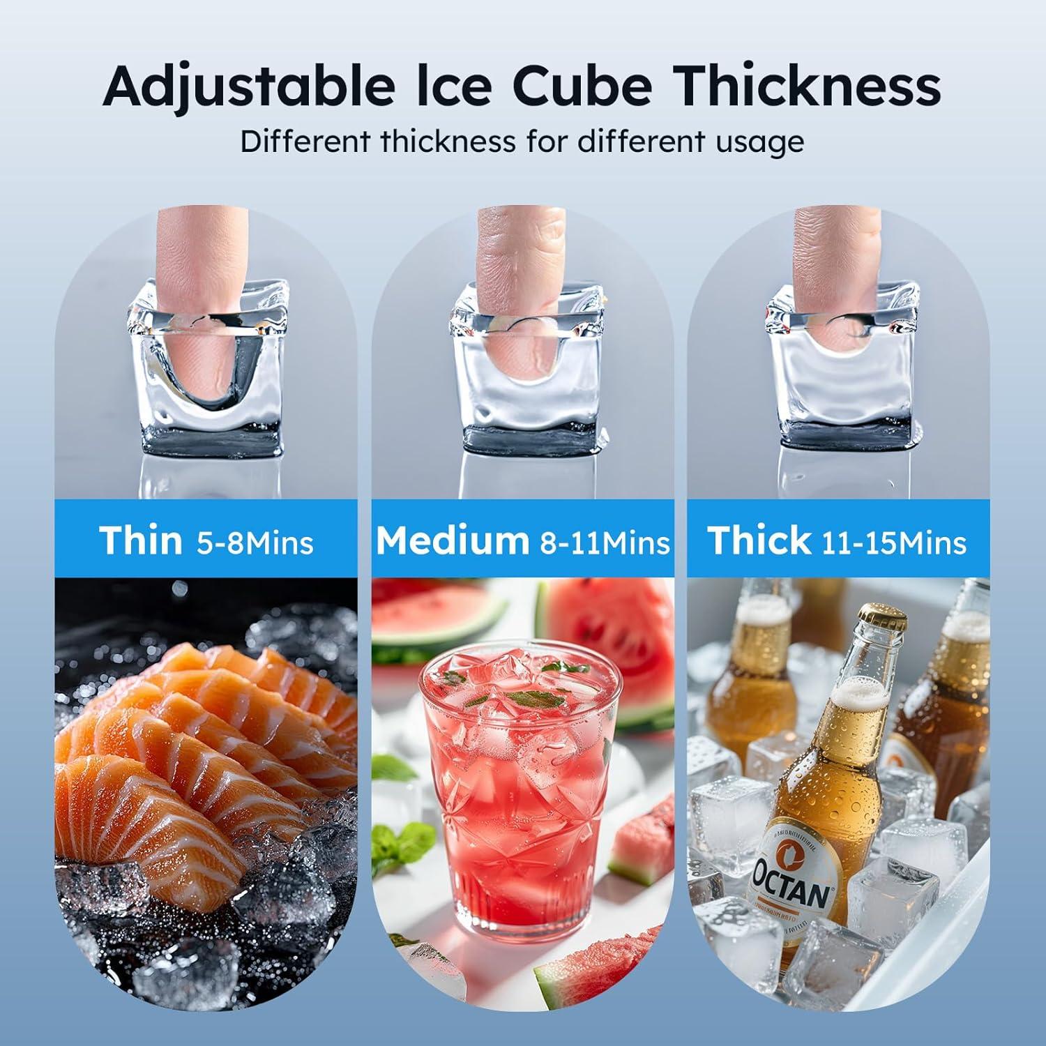 Commercial Ice Maker Machine, 550lb/24H Stainless Steel Ice Machine, 166lbs Ice Stora Capacity Freestanding Industrial Ice Maker