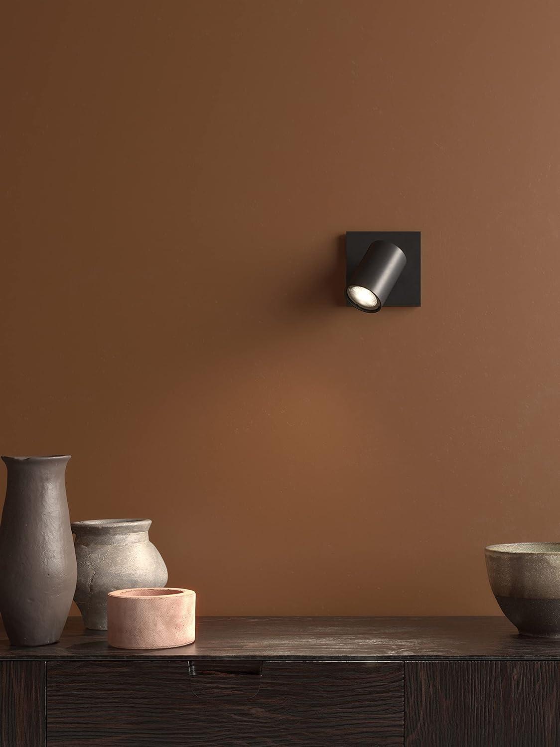 Matt Black Adjustable Single Spotlight Wall Mount