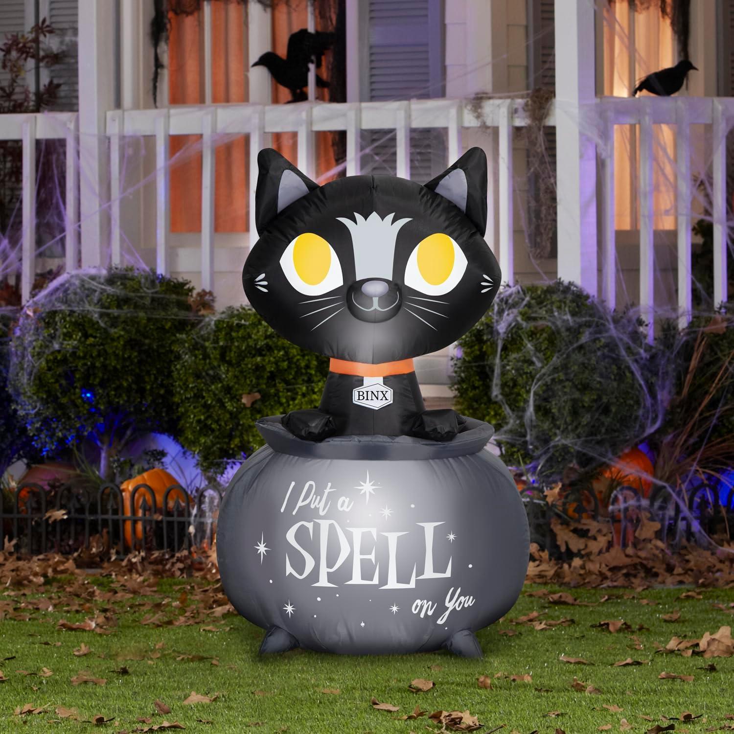 Gemmy Industries 3.5 Foot Hocus Pocus Binx in Cauldron Light Up Halloween Inflatable Lawn Decoration