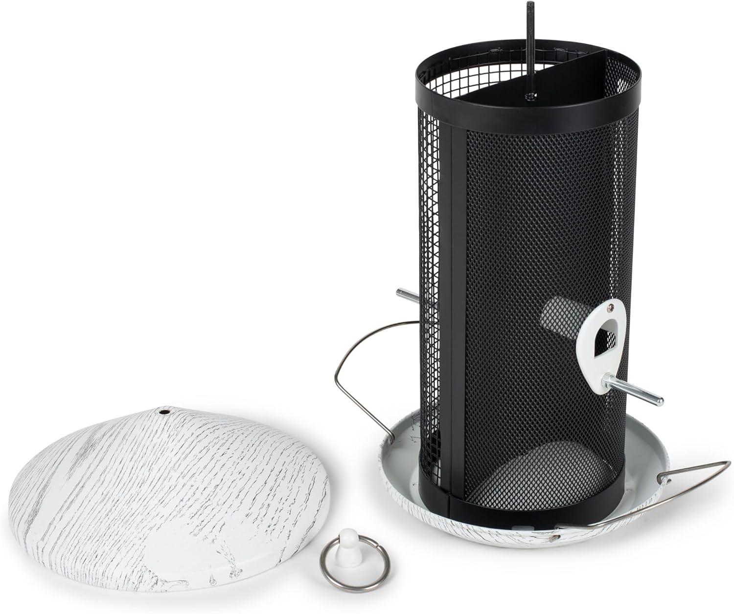 Cottage Garden Hanging 12 inch Whitewashed Finish Heavy Duty Mesh Metal 3 Lb. Bird Feeder