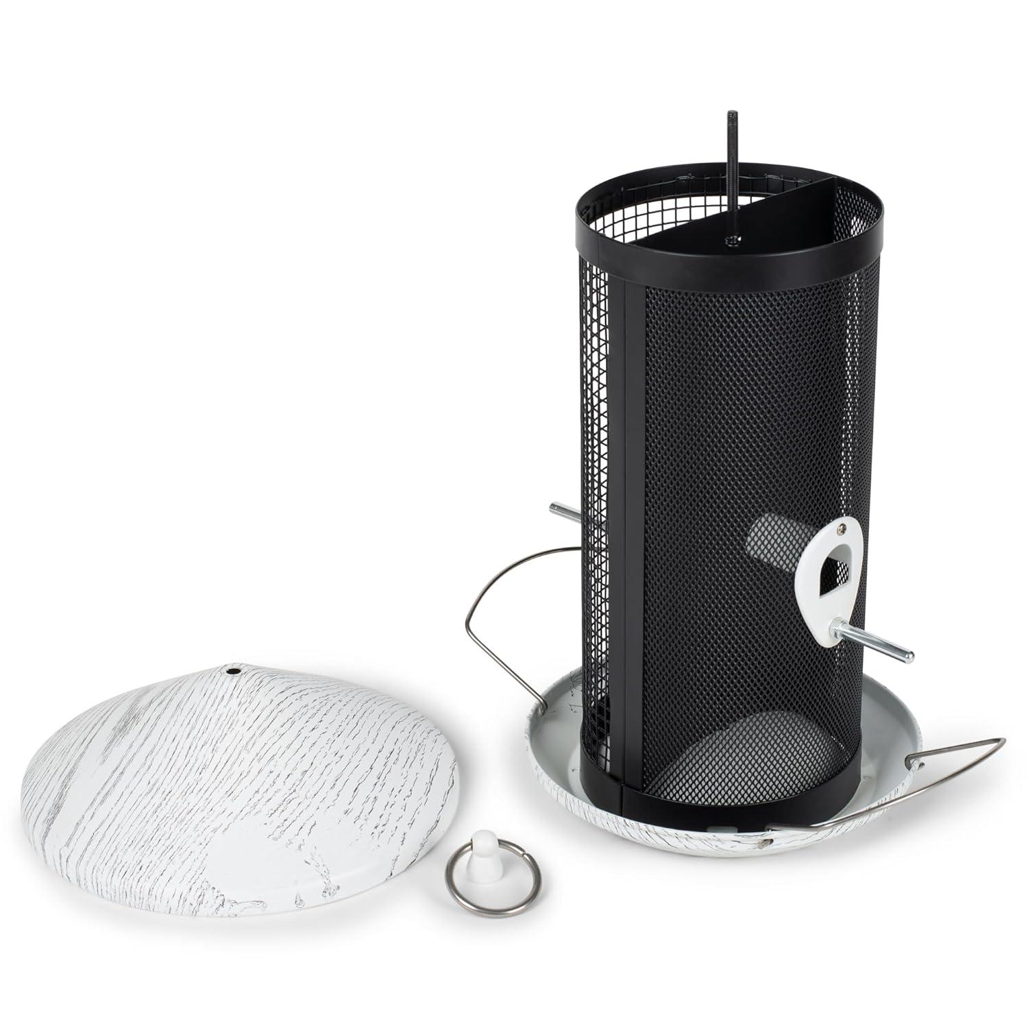 Cottage Garden Hanging 12 inch Whitewashed Finish Heavy Duty Mesh Metal 3 Lb. Bird Feeder