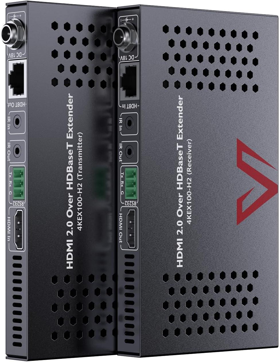 AV Access HDBaseT 4K HDMI Extender Over Cat5e/6/6a/7 4K@60Hz 130ft, 1080P@60Hz 230ft, HDR10+, HDMI 2.0 YUV4:4:4, UltraHD, HDCP 2.2, 18Gbps, Plug & Play, IR Return & PoE, Smart EDID(4KEX70-H2)
