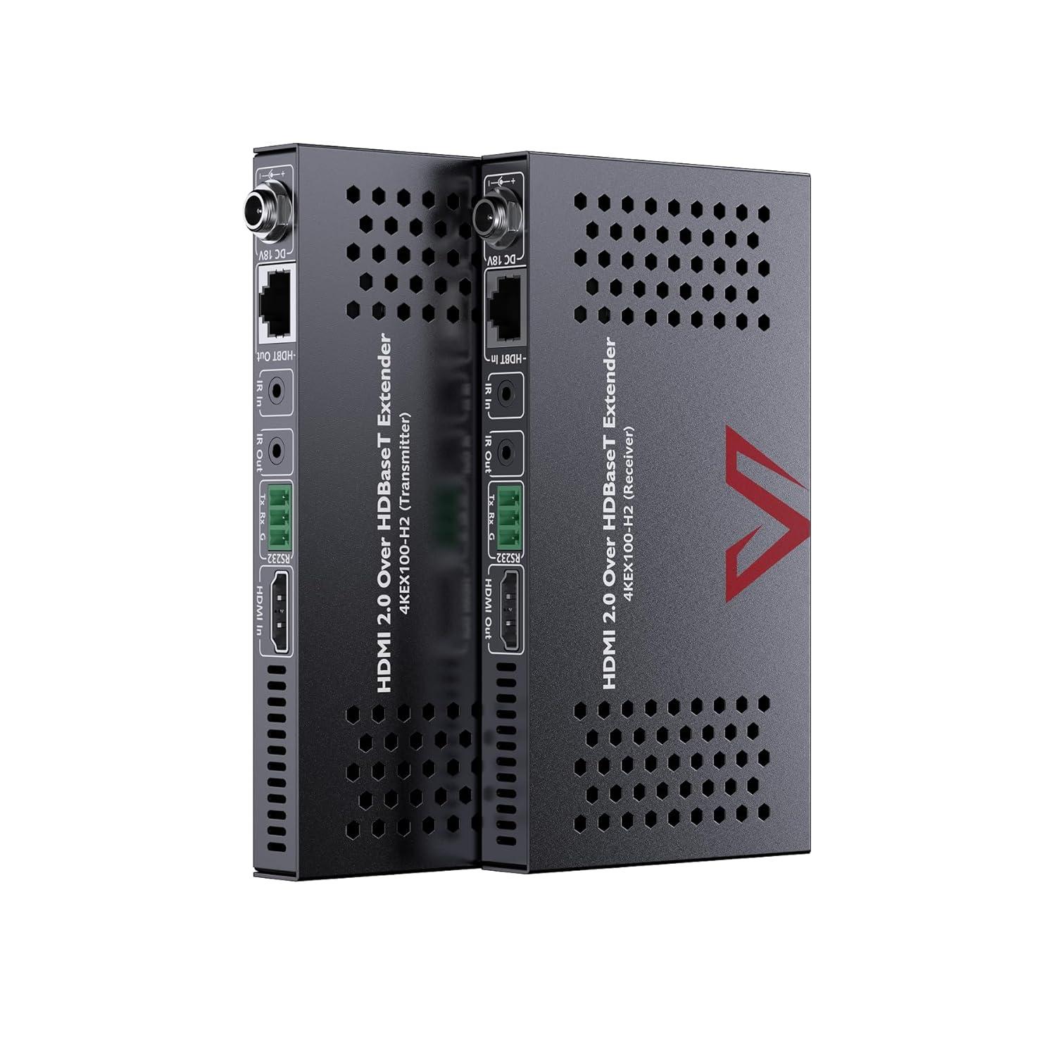 AV Access HDBaseT 4K HDMI Extender Over Cat5e/6/6a/7 4K@60Hz 130ft, 1080P@60Hz 230ft, HDR10+, HDMI 2.0 YUV4:4:4, UltraHD, HDCP 2.2, 18Gbps, Plug & Play, IR Return & PoE, Smart EDID(4KEX70-H2)