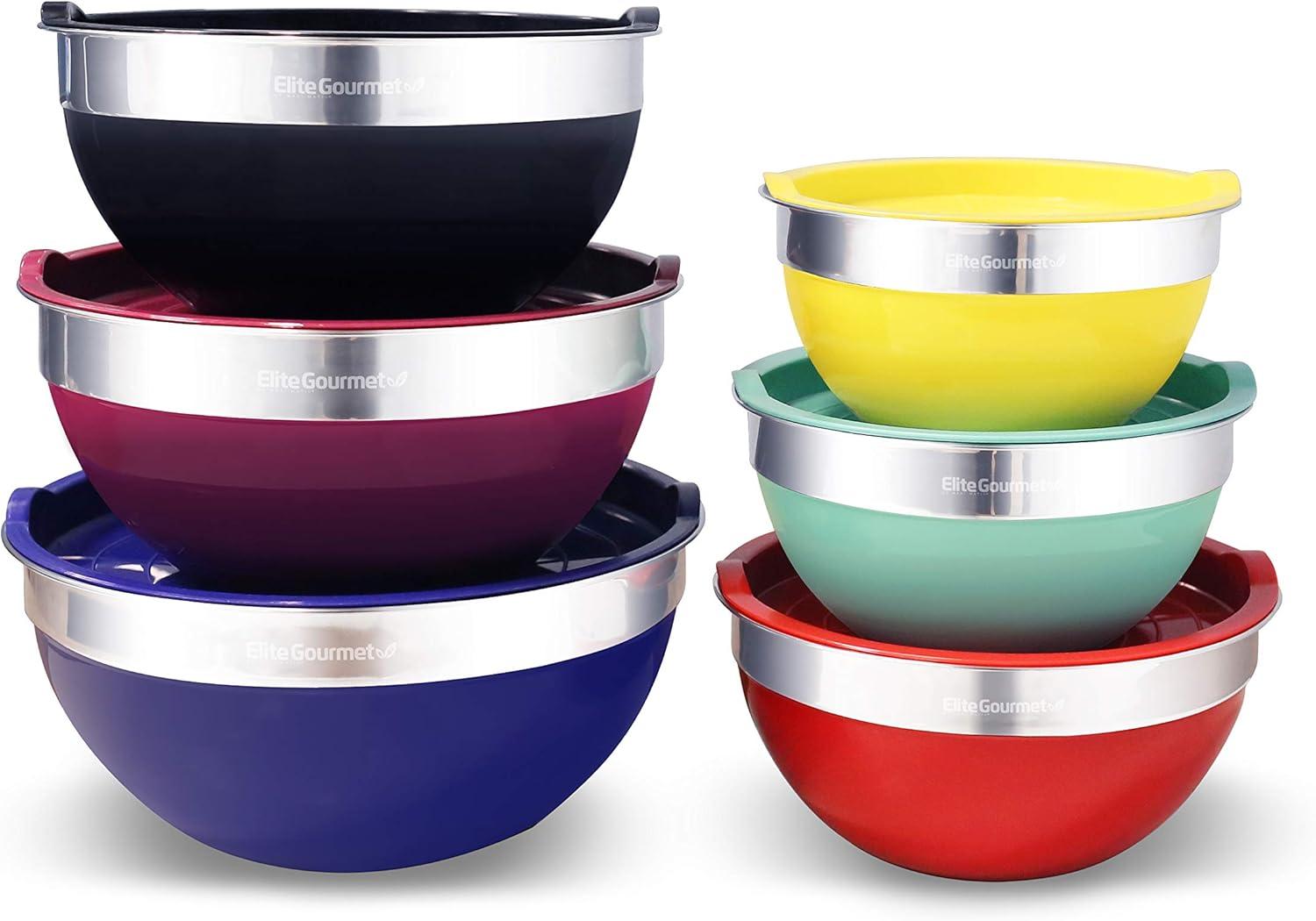 Vibrant Stainless Steel Mixing Bowl Set with Lids, 12-Piece