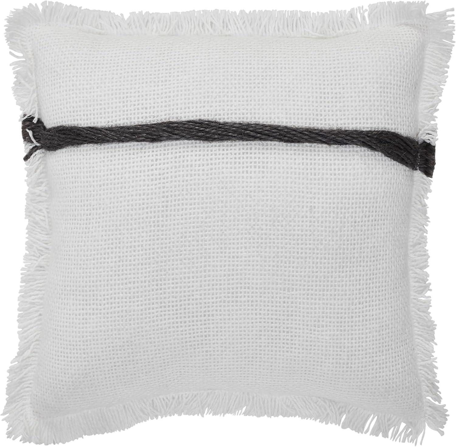 Antique White Cotton Burlap Square Pillow with Galvanized Cross