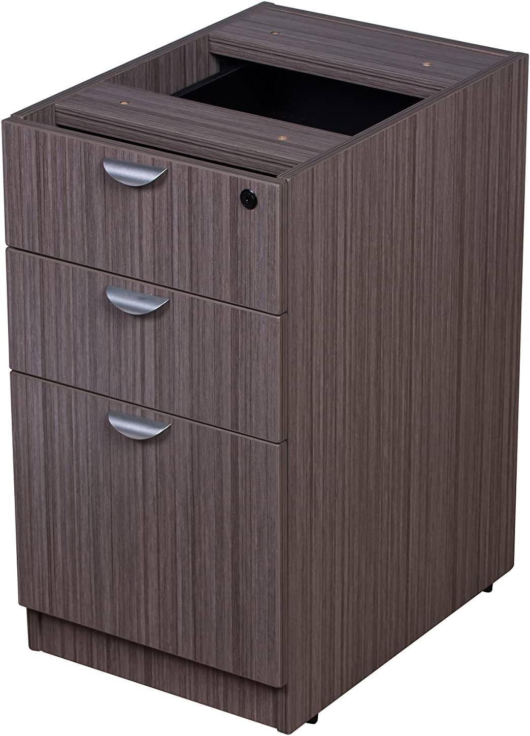 Boss Office Products Holland Series Executive U-Shaped Desk With File Storage Pedestal And Hutch, Driftwood