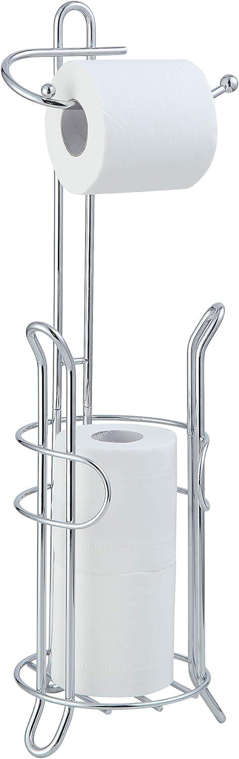 Bathroom Toilet Tissue Paper Roll Storage Holder Stand with Reserve Area for Mega Rolls